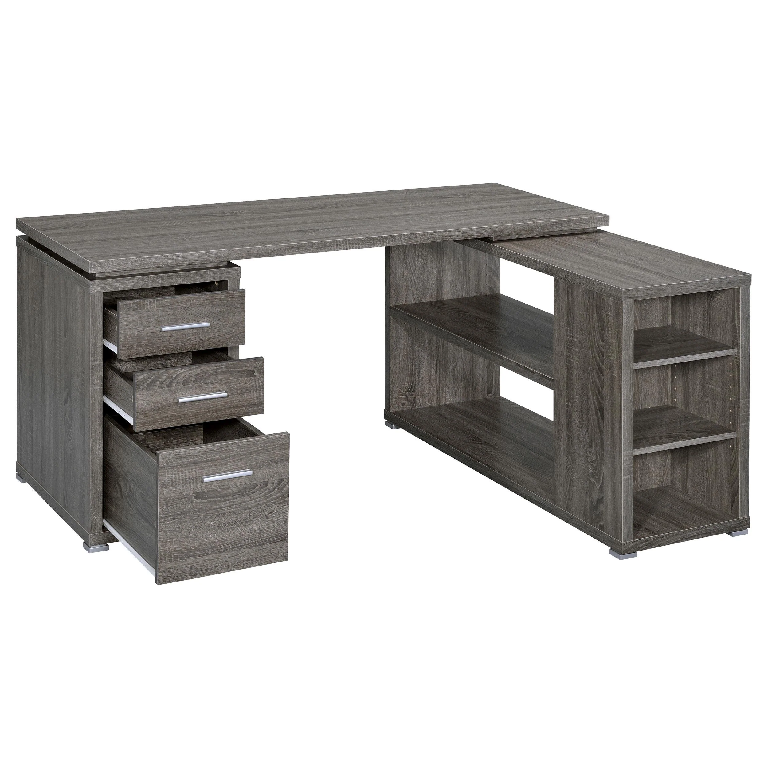 Coaster Furniture Yvette 800518 60-inch 3-Drawer L-Shape Computer Desk - Weathered Grey - Image 2