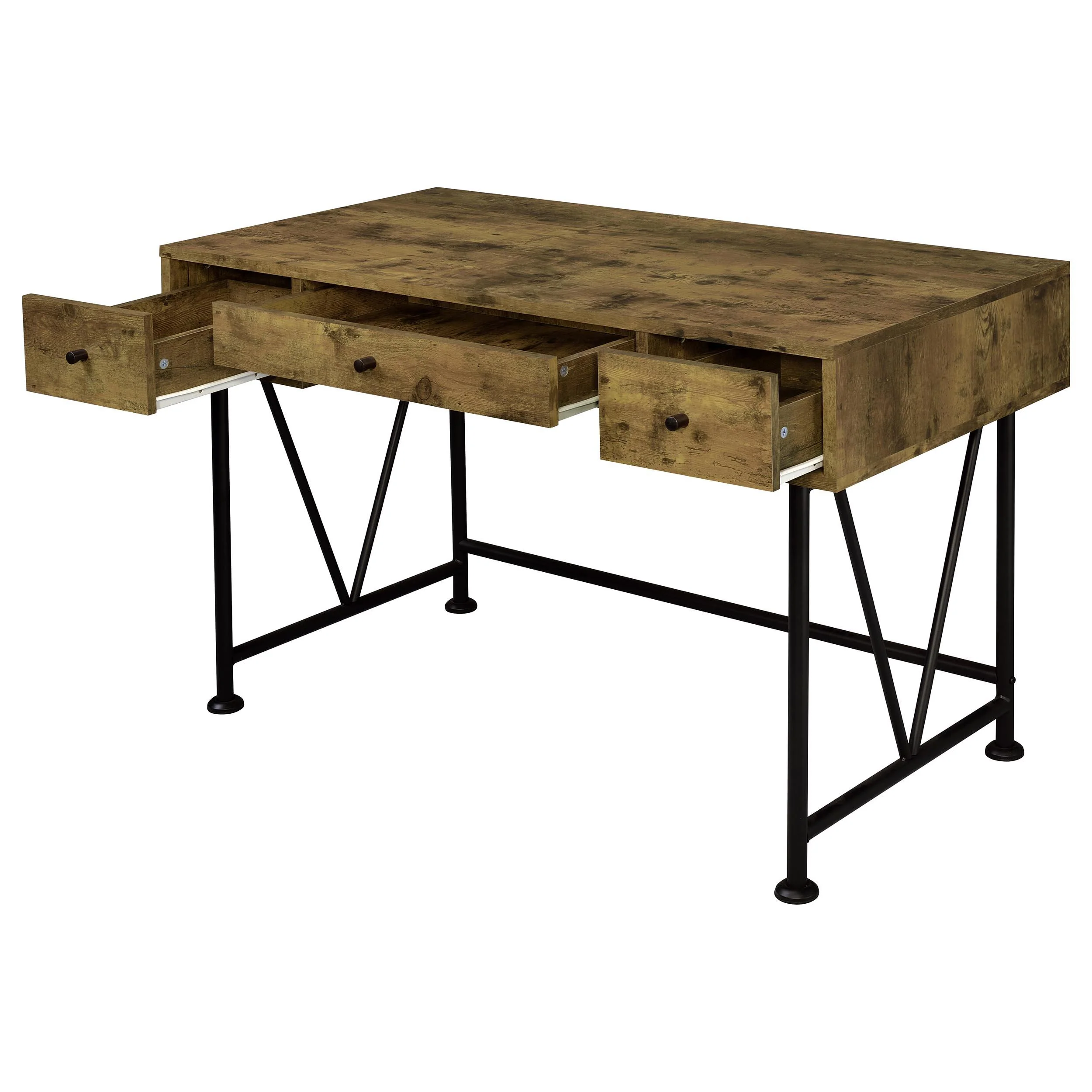 Coaster Furniture Analiese 801541 47-inch 3-Drawer Writing Desk - Rustic Nutmeg - Image 2