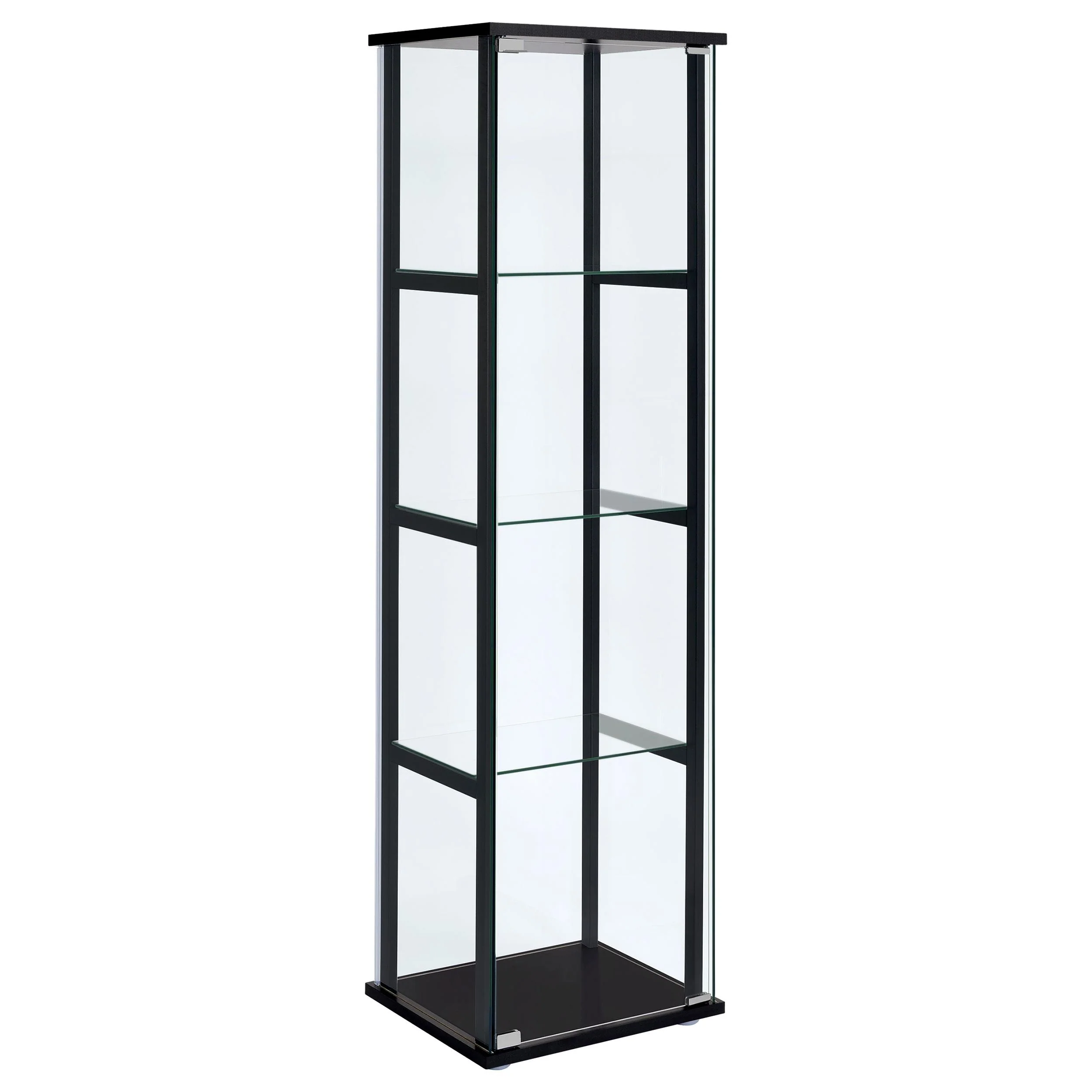 Coaster Furniture Cyclamen 950171 4-shelf Clear Glass Curio Display Cabinet – Black
