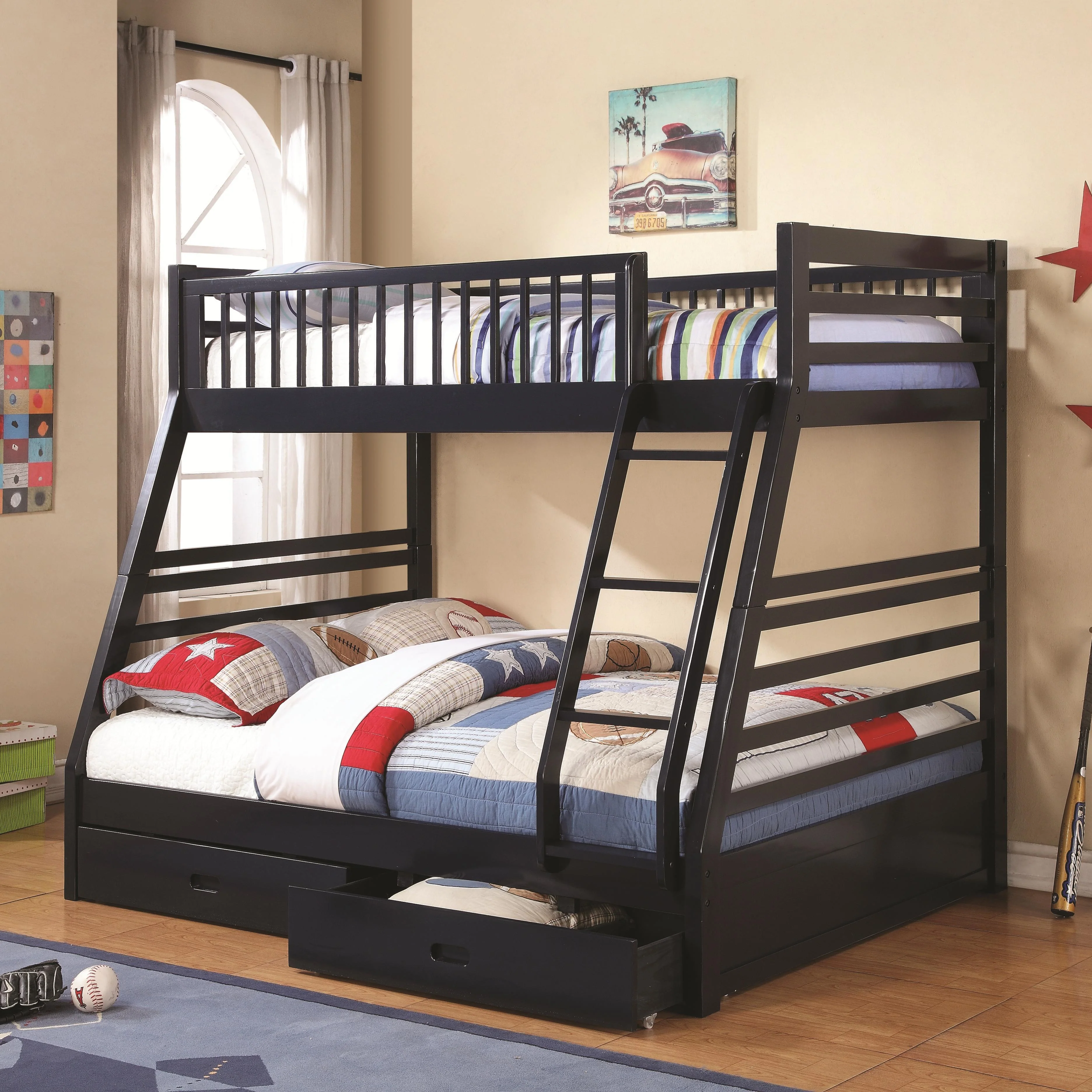 Coaster Furniture Ashton 460181 2-Drawer Wood Twin Over Full Bunk Bed - Navy Blue - Image 1