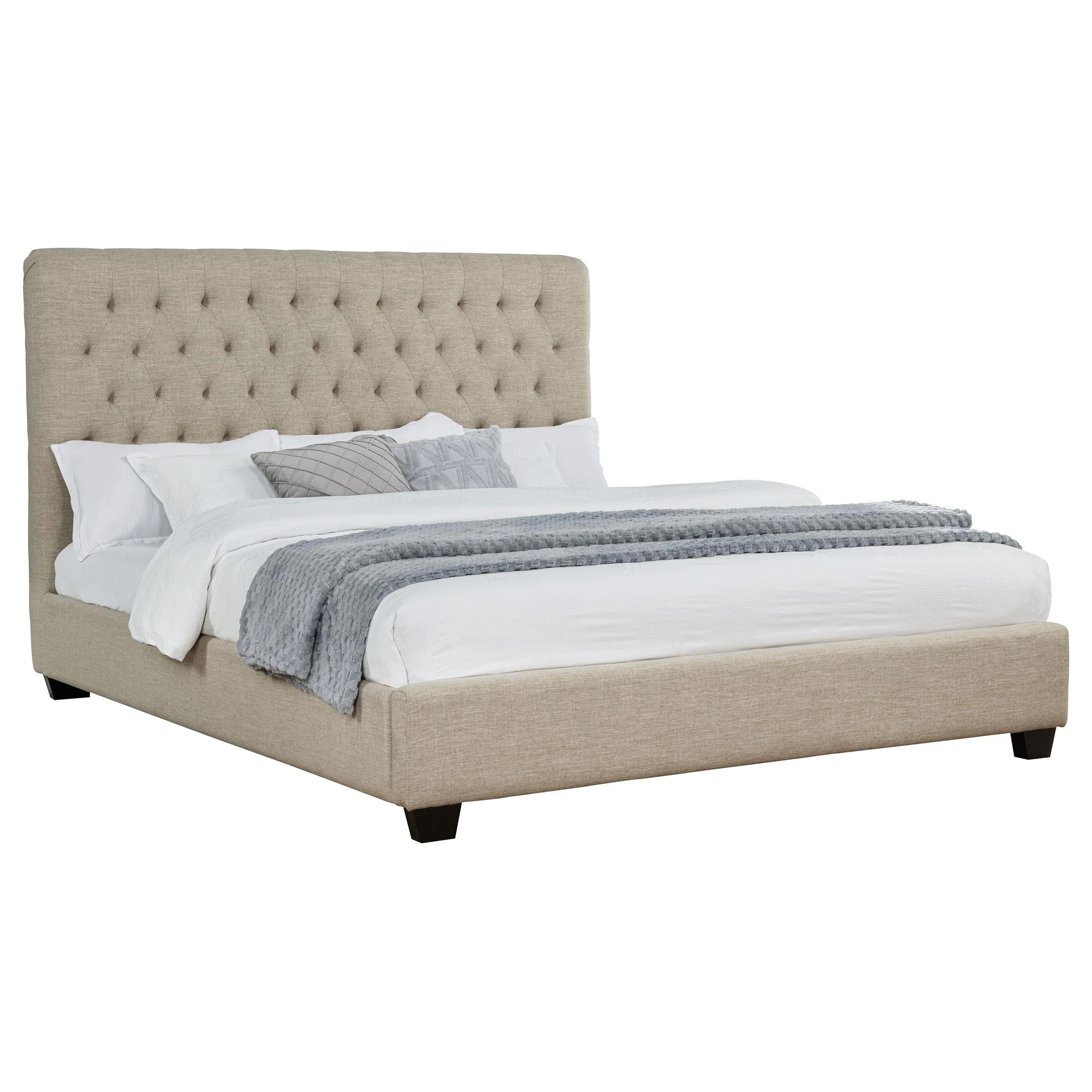 Coaster Furniture Chloe 300007KW Upholstered California King Panel Bed - Oatmeal - Image 2