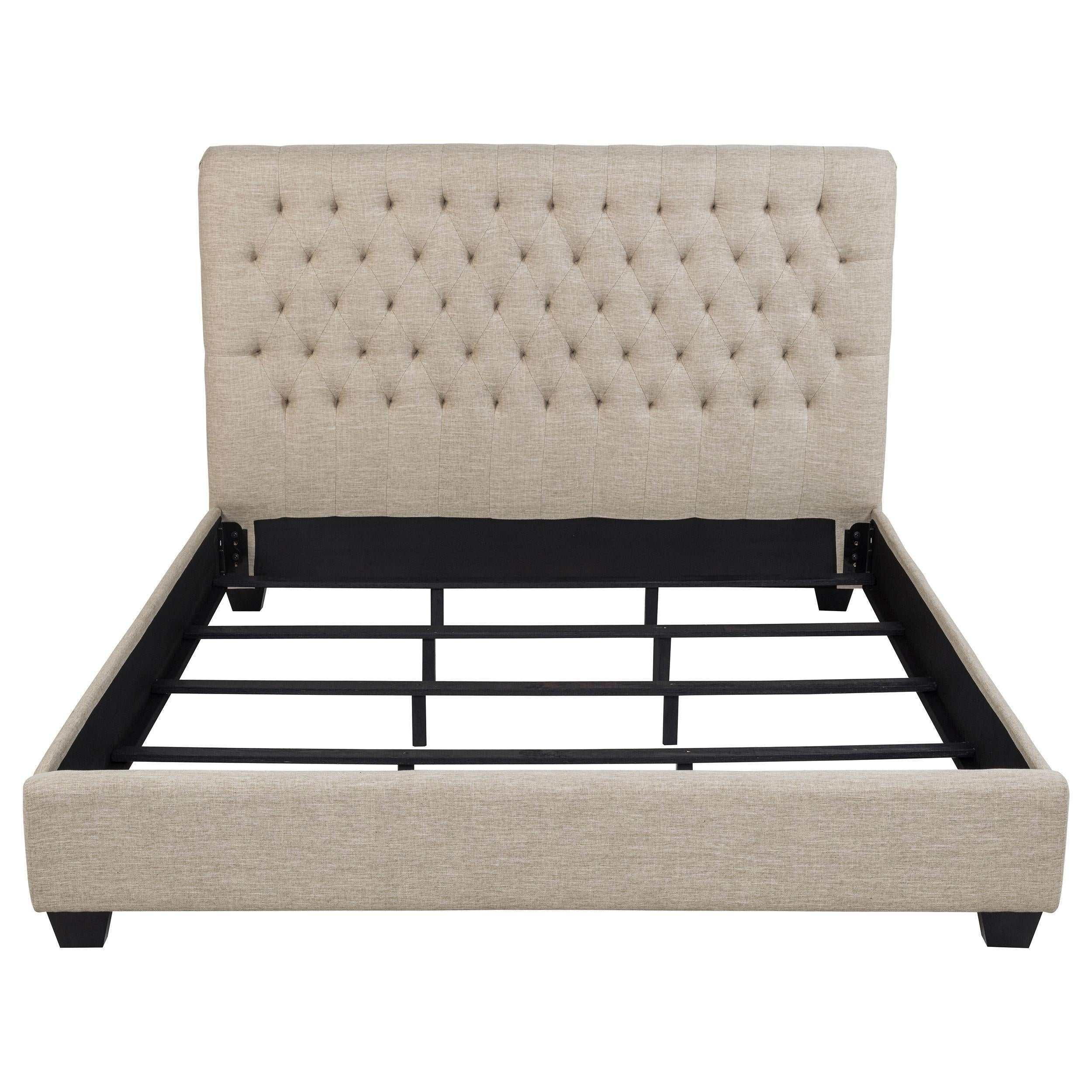 Coaster Furniture Chloe 300007KW Upholstered California King Panel Bed - Oatmeal - Image 3