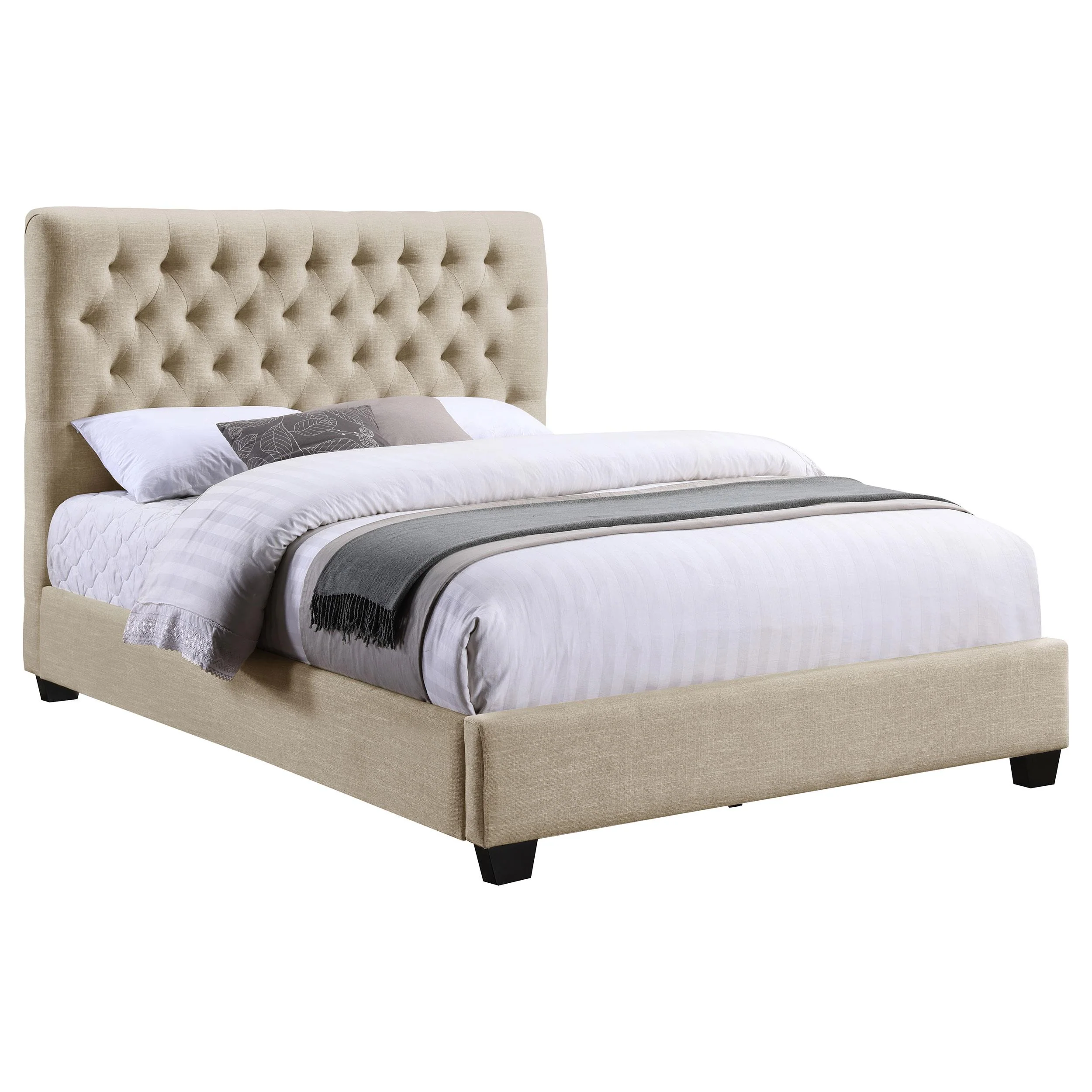 Coaster Furniture Chloe 300007F Upholstered Full Panel Bed - Oatmeal - Image 2