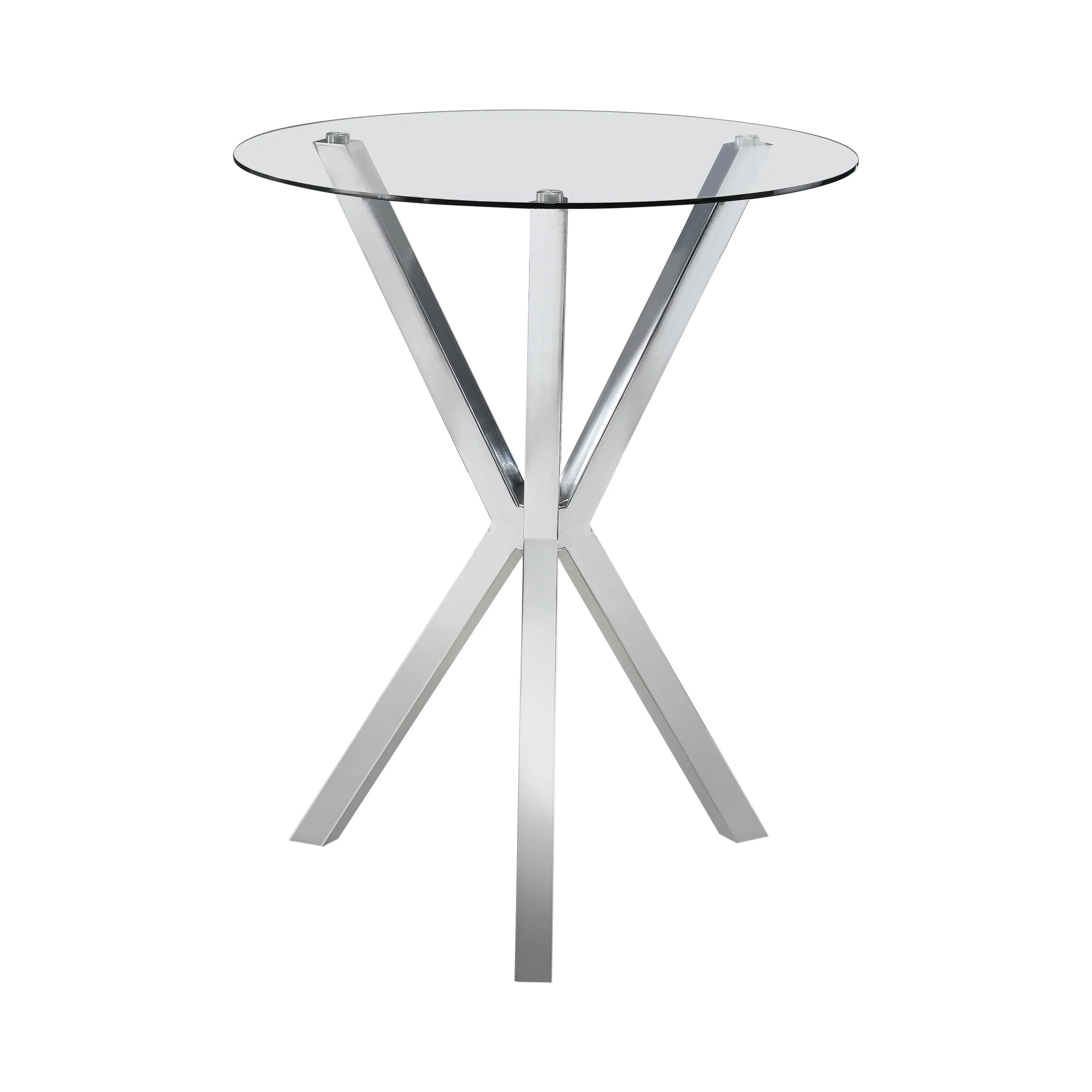 Coaster Furniture Denali 100186 Round 35-inch Glass Top Bistro Bar Table - Chrome - Image 1