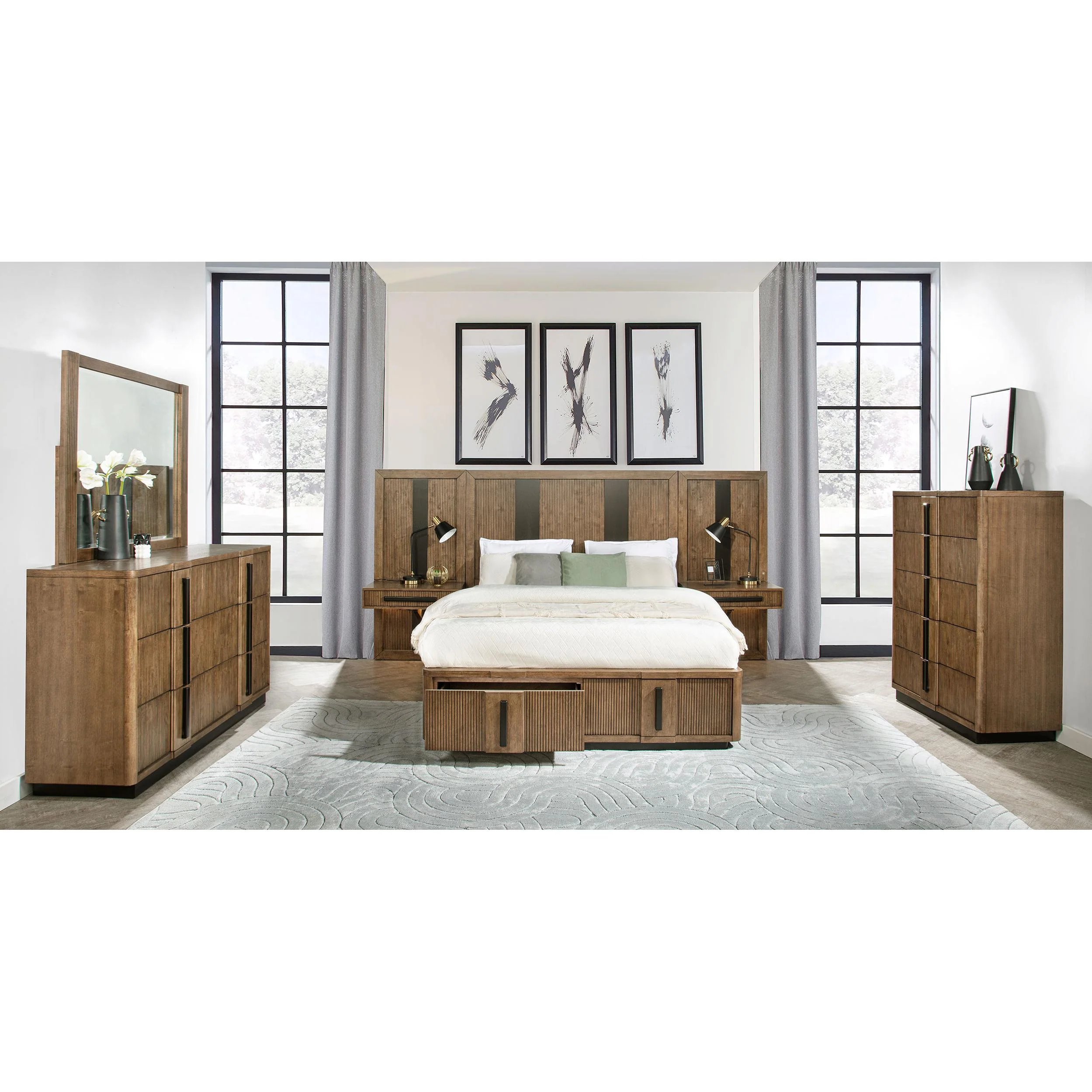 Coaster Furniture Terrace 224900KW-S6P 8 pc California King Wall Panel Bedroom Set - Image 1