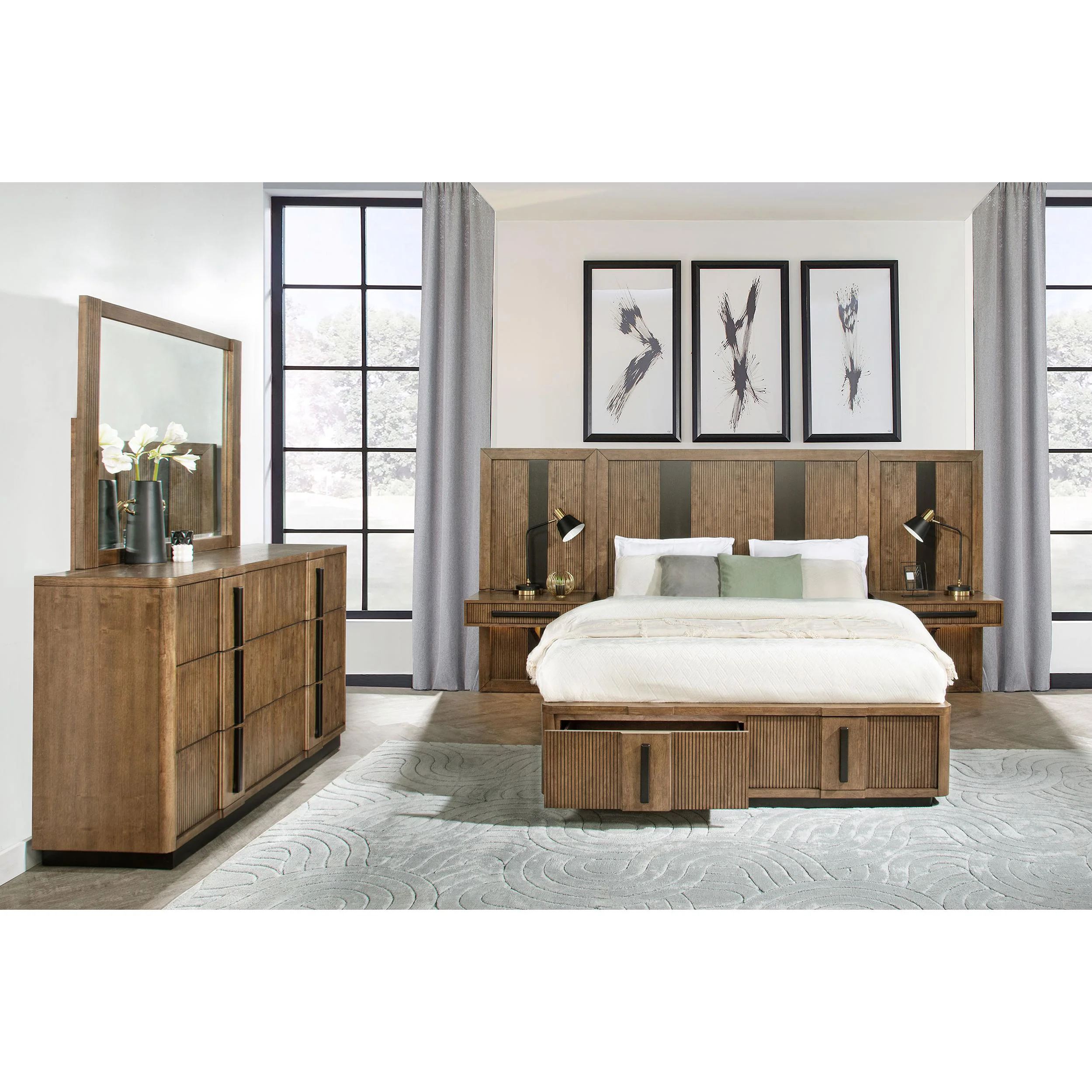Coaster Furniture Terrace 224900KE-S5P 7 pc King Wall Panel Bedroom Set - Image 1
