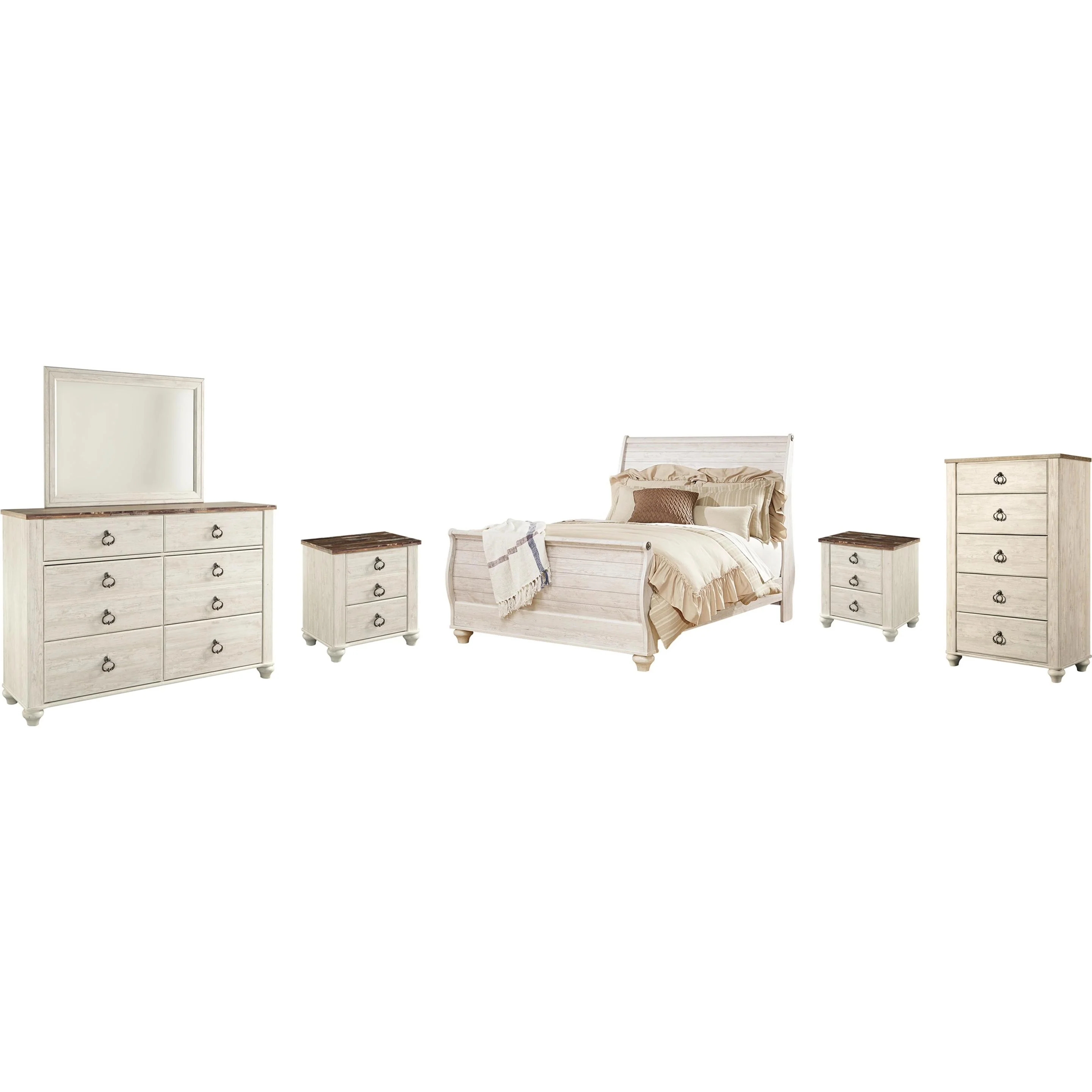 Signature Design by Ashley Willowton B267B56 8 pc Queen Sleigh Bedroom Set - Image 1