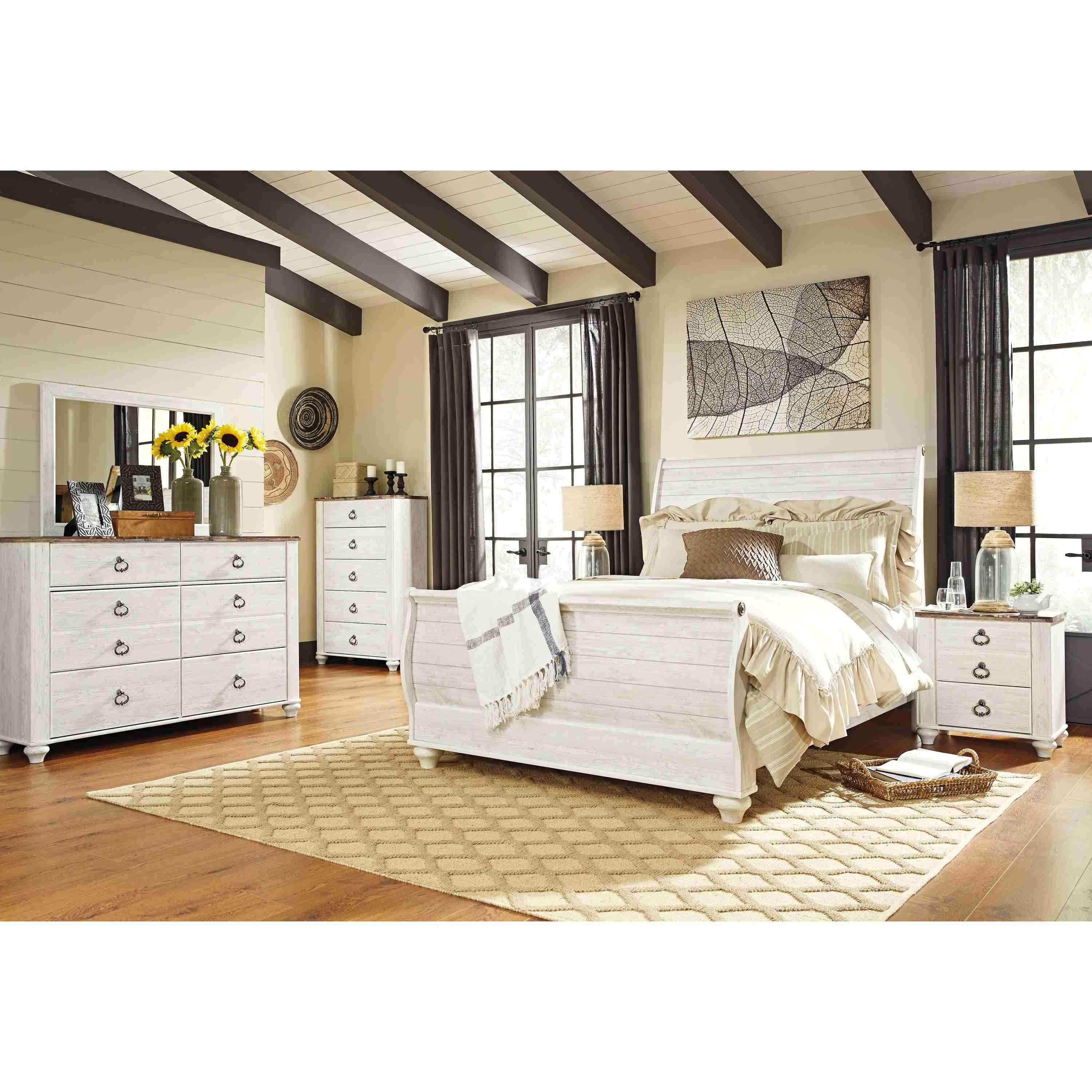 Signature Design by Ashley Willowton B267B57 7 pc Queen Sleigh Bedroom Set - Image 1