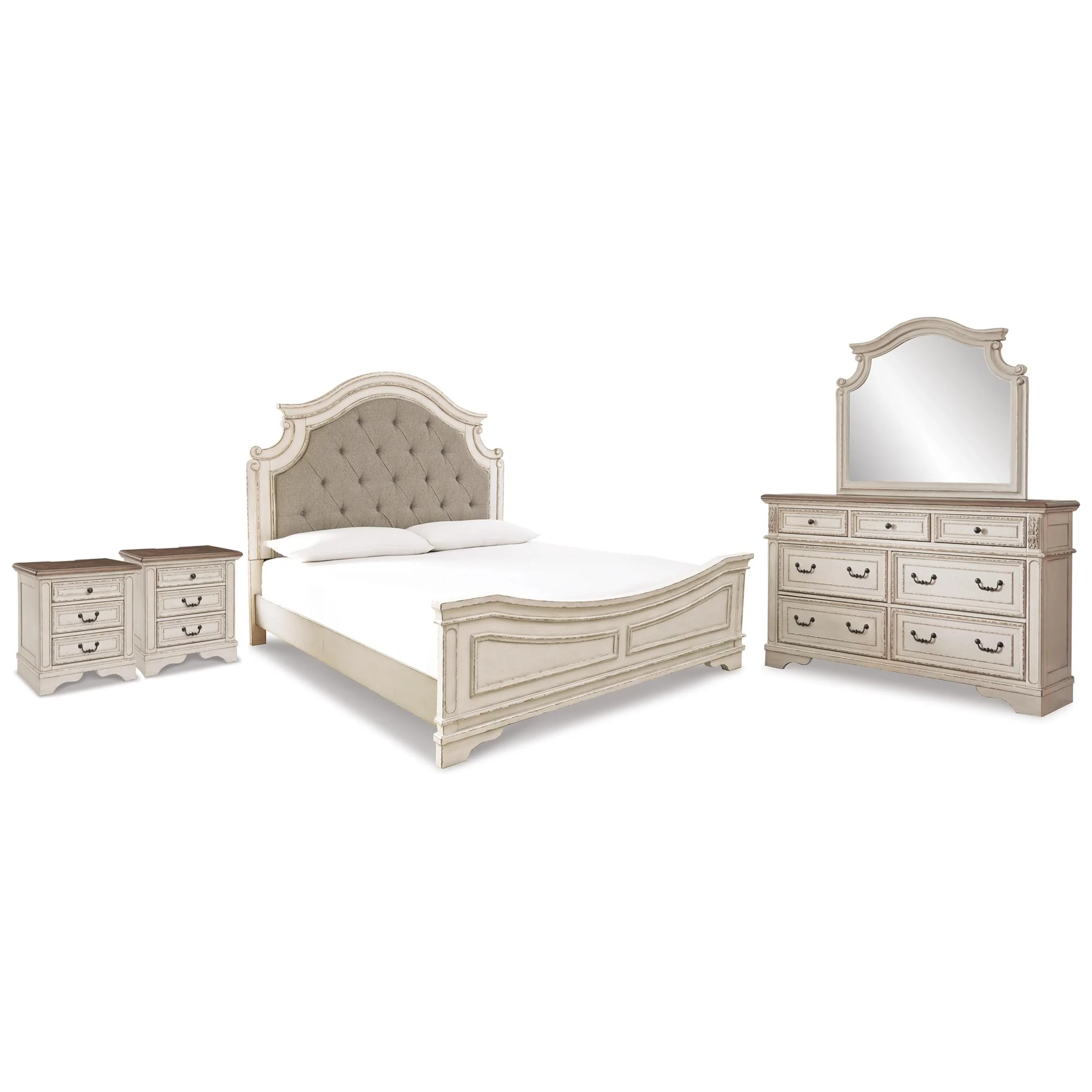Signature Design by Ashley Realyn B743B70 7 pc King Upholstered Panel Bedroom Set - Image 1