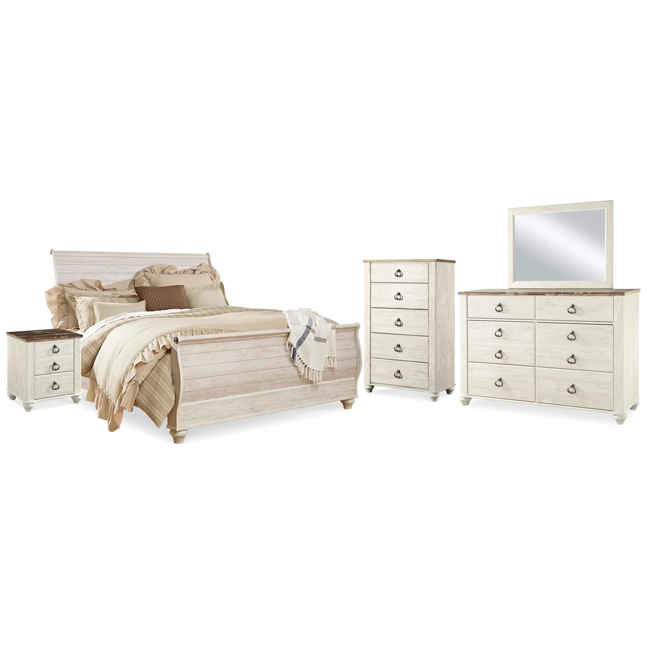 Signature Design by Ashley Willowton B267B44 8 pc King Sleigh Bedroom Set - Image 1