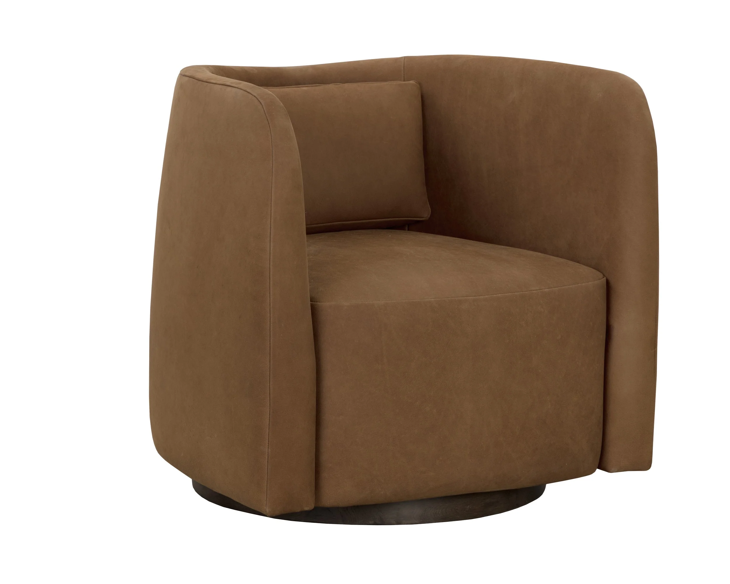 Emilie Swivel Lounge Chair – Nubuck Caramel Leather