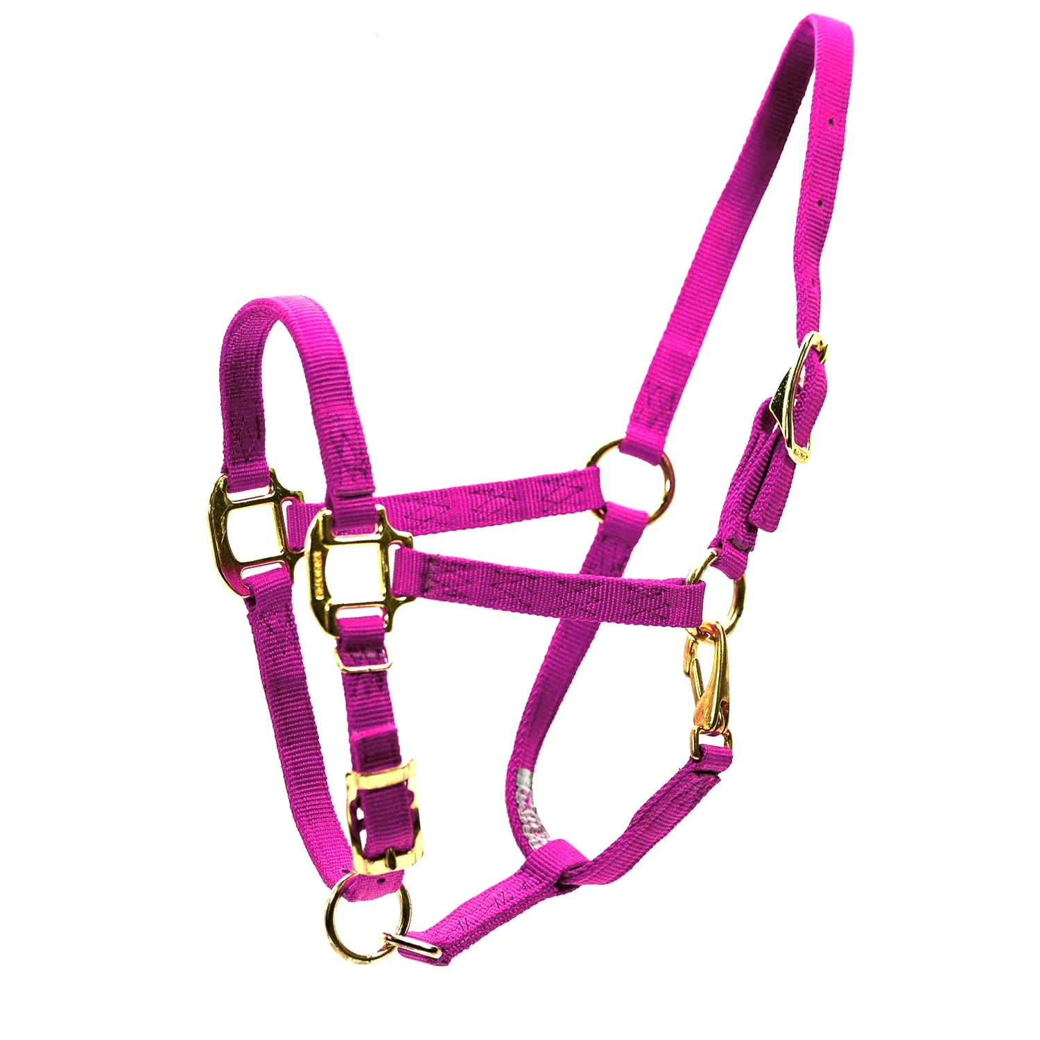 3/4" Adjustable Nylon Horse Chin Halter with Throat Snap with Brass Hardware - Image 3
