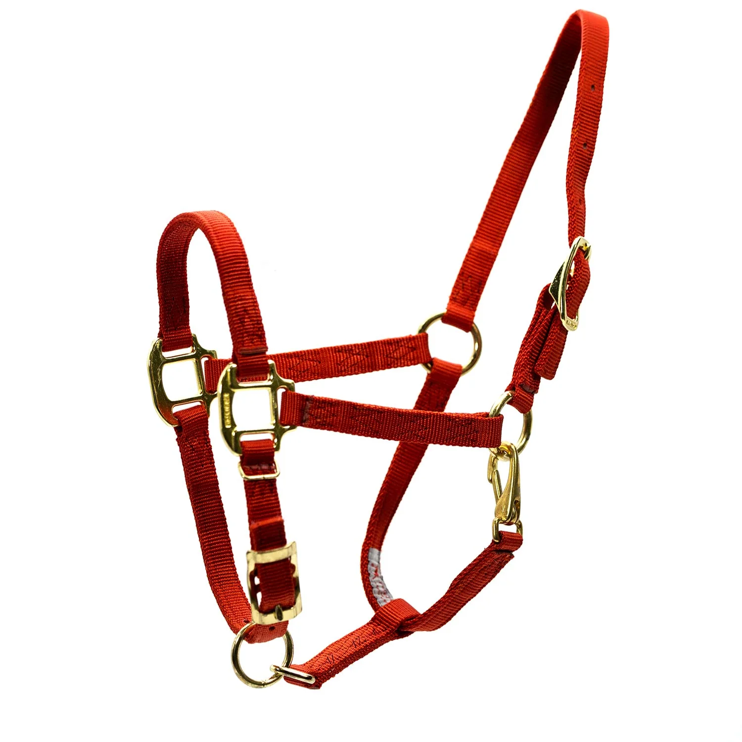3/4″ Adjustable Nylon Horse Chin Halter with Throat Snap with Brass Hardware