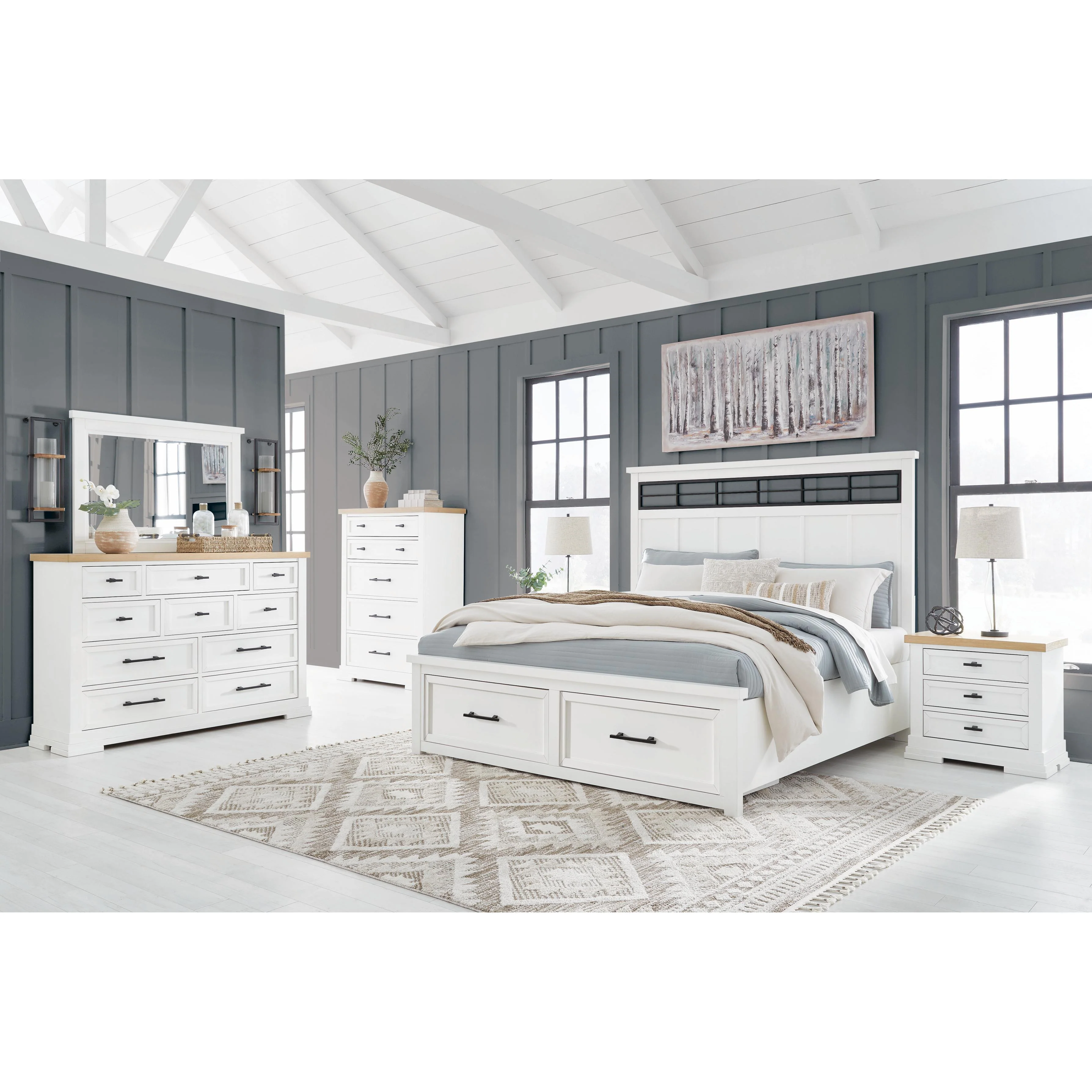 Benchcraft Ashbryn B844B8 6 pc Queen Panel Storage Bedroom Set - Image 1