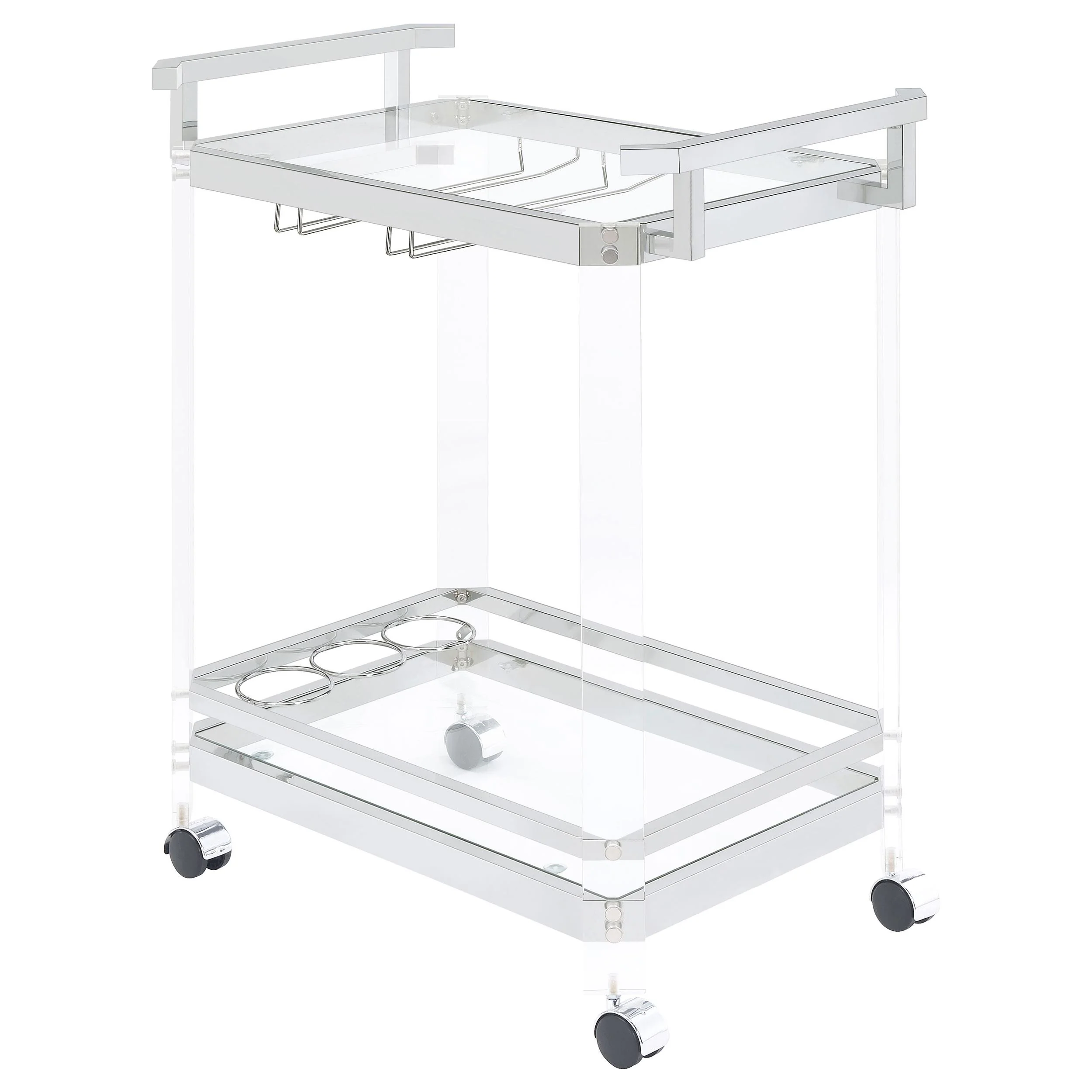 Coaster Furniture Jefferson 902589 2-tier Glass Shelf Acrylic Bar Cart – Chrome