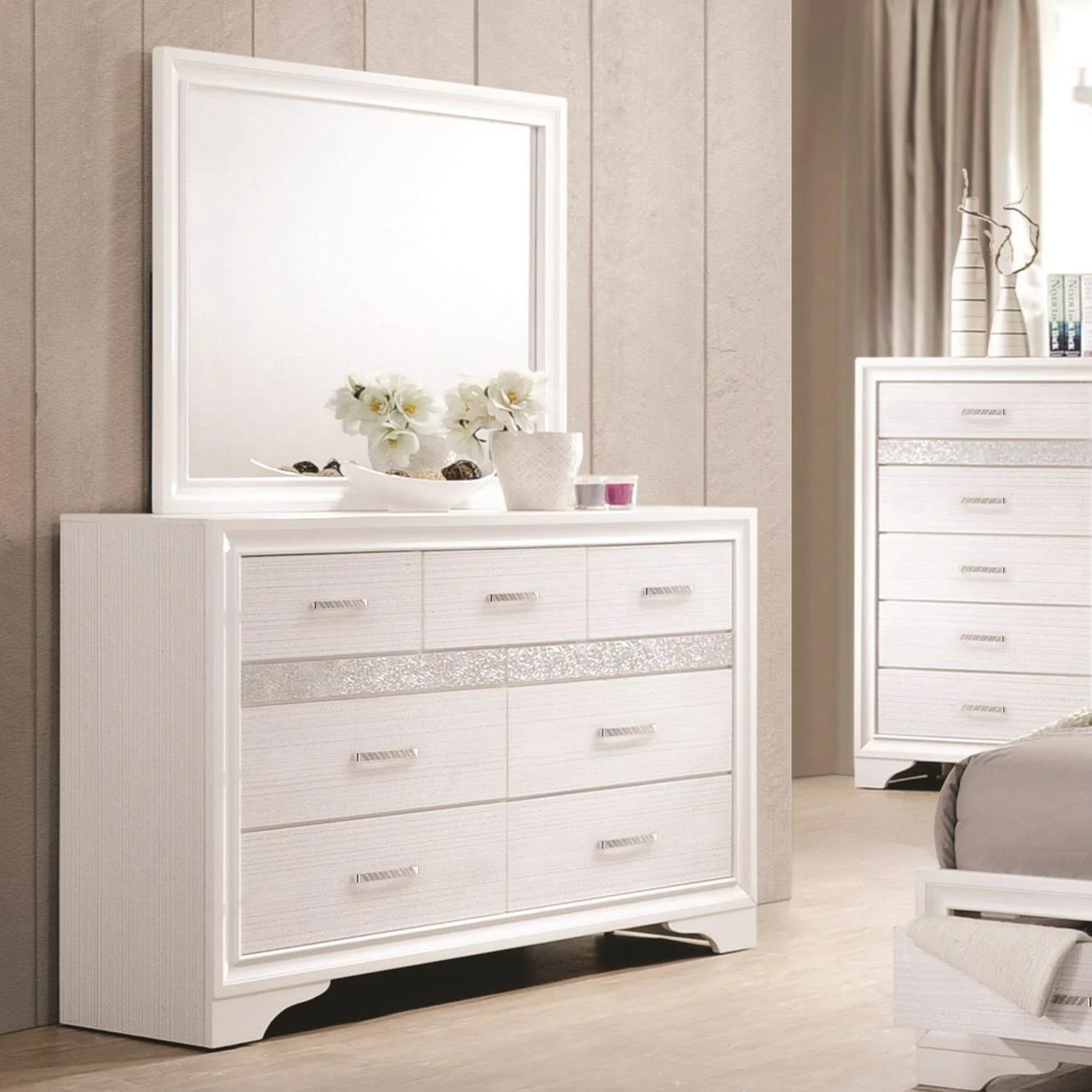 Coaster Furniture Miranda 205114 Dresser Mirror - White - Image 2