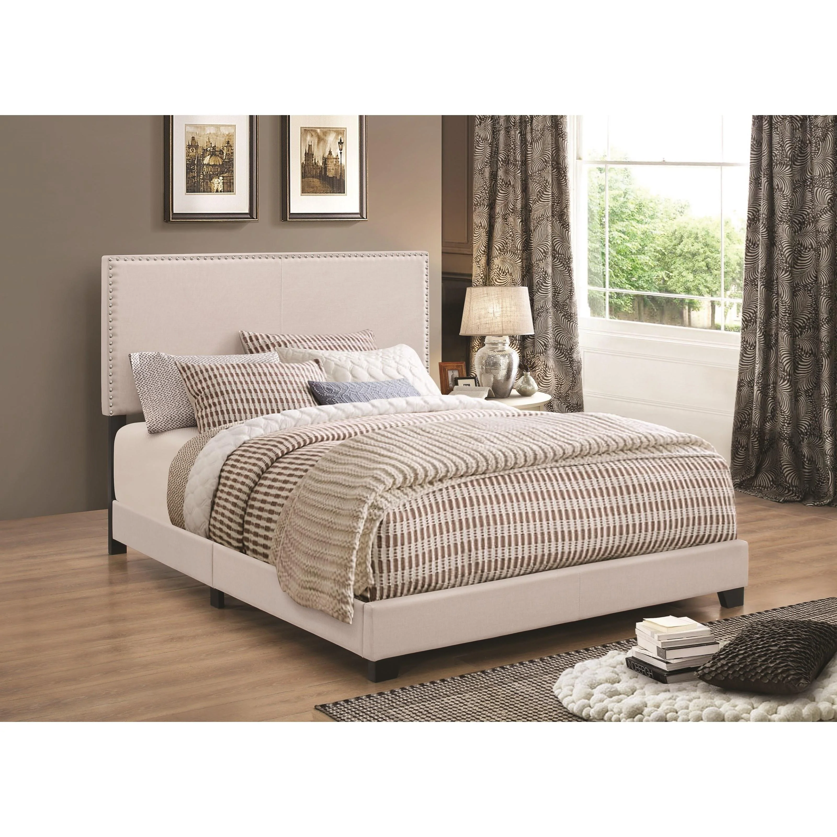 Coaster Furniture Boyd 350051F Upholstered Full Panel Bed - Ivory - Image 1