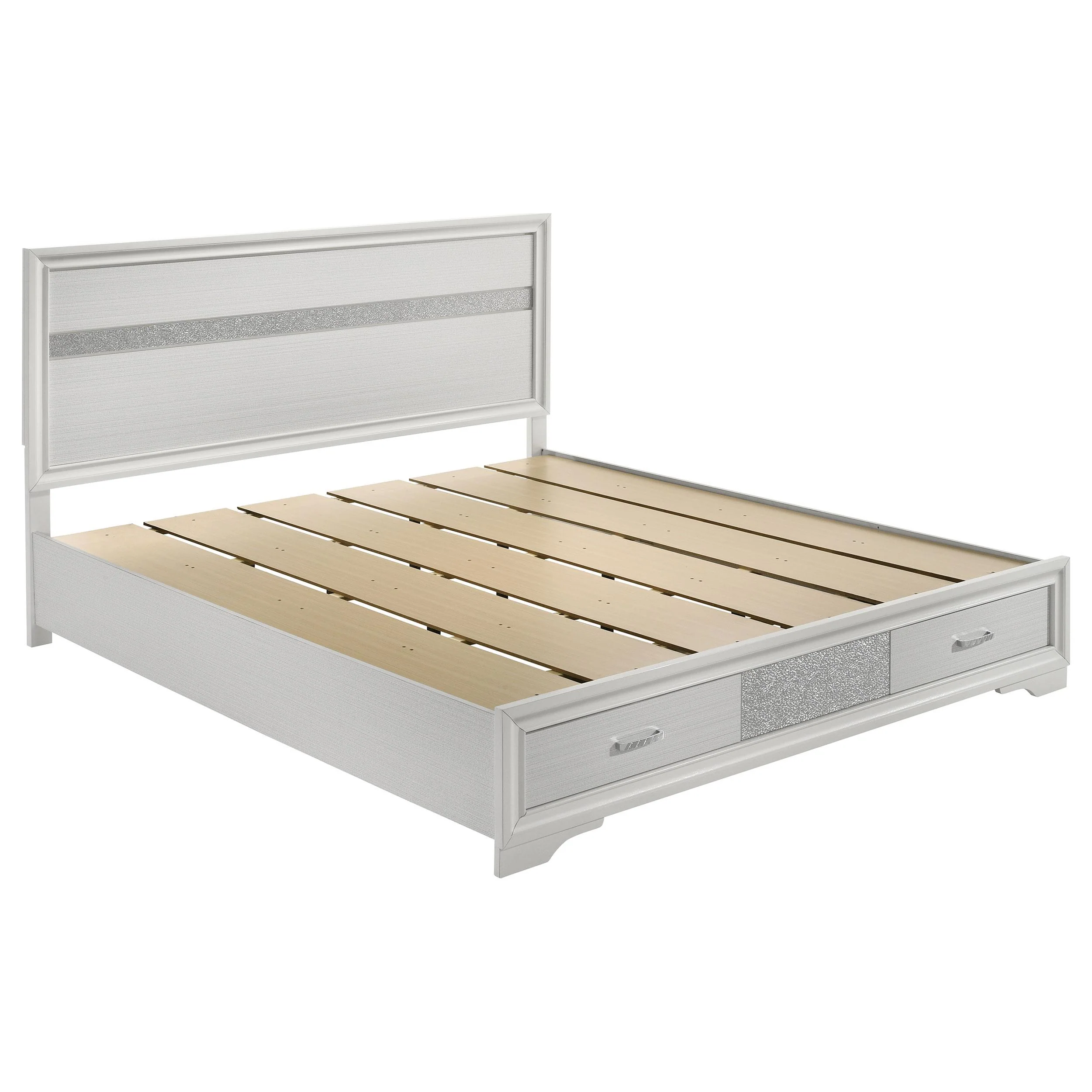 Coaster Furniture Miranda 205111KW 51-inch Wood California King Storage Panel Bed - White - Image 1