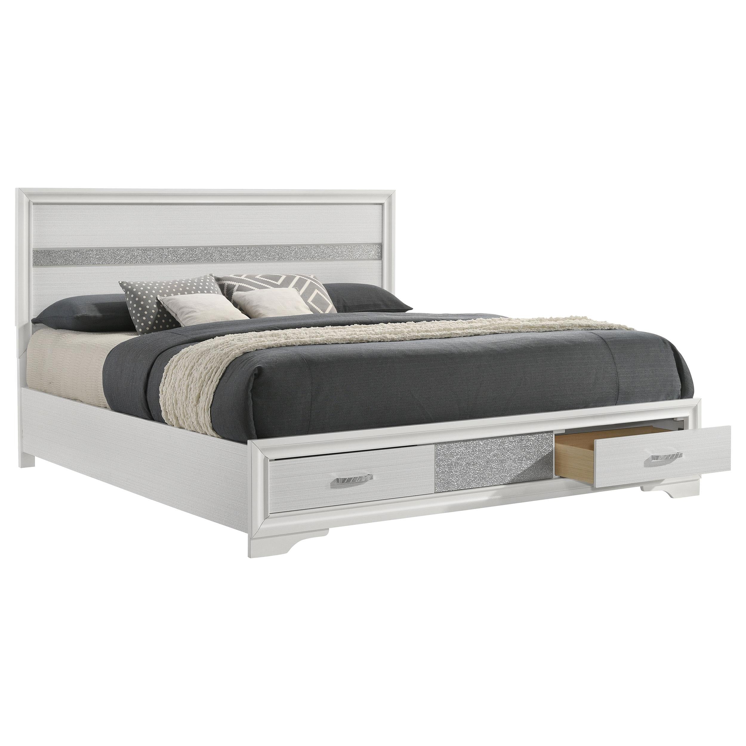 Coaster Furniture Miranda 205111KW 51-inch Wood California King Storage Panel Bed - White - Image 2