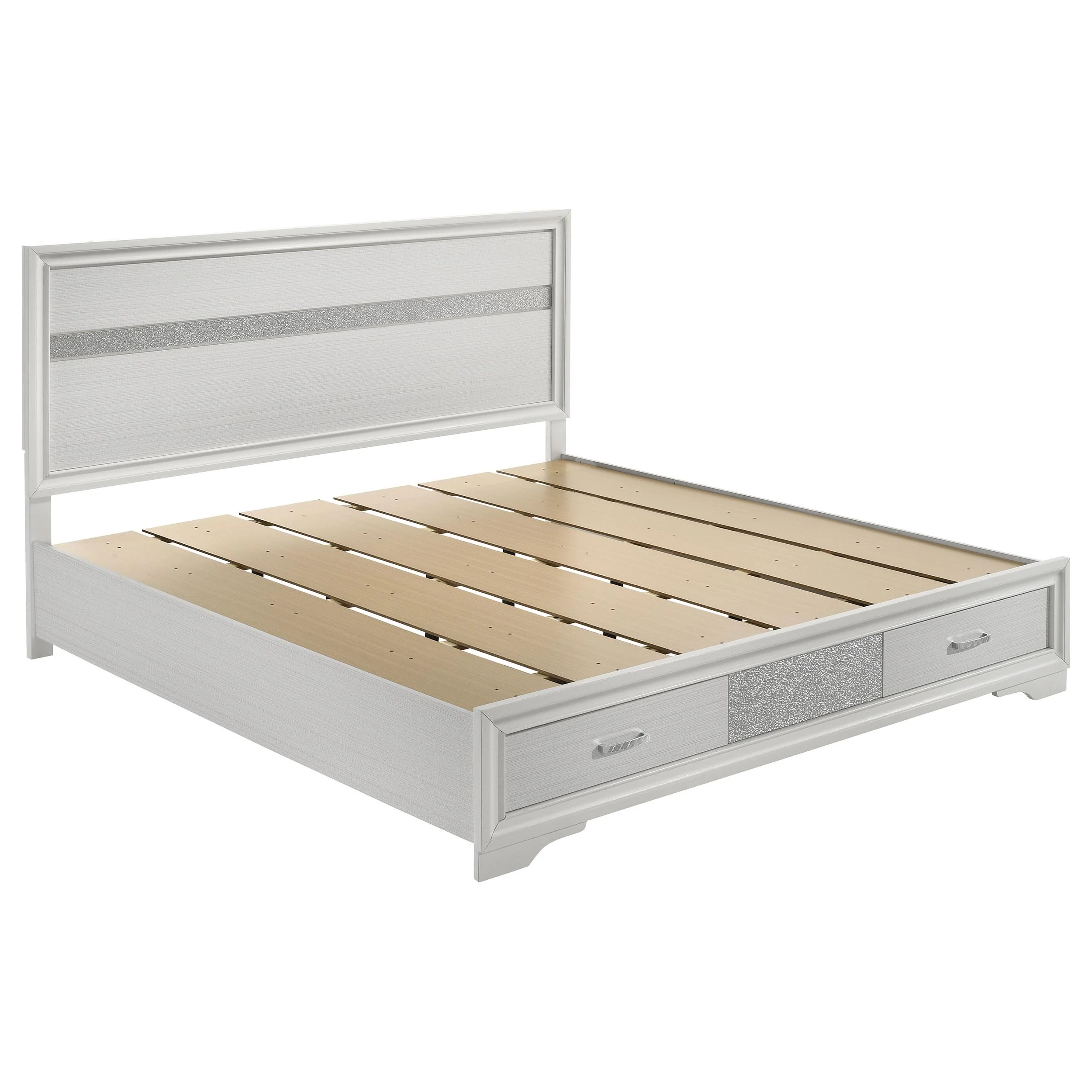 Coaster Furniture Miranda 205111KE 51-inch Wood Eastern King Storage Panel Bed - White - Image 1