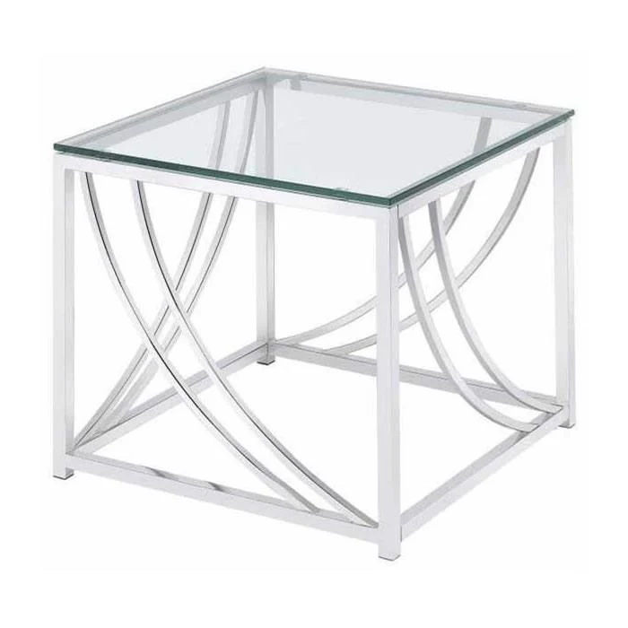 Coaster Furniture Lille 720497 Square Glass Top Side End Table - Chrome - Image 2