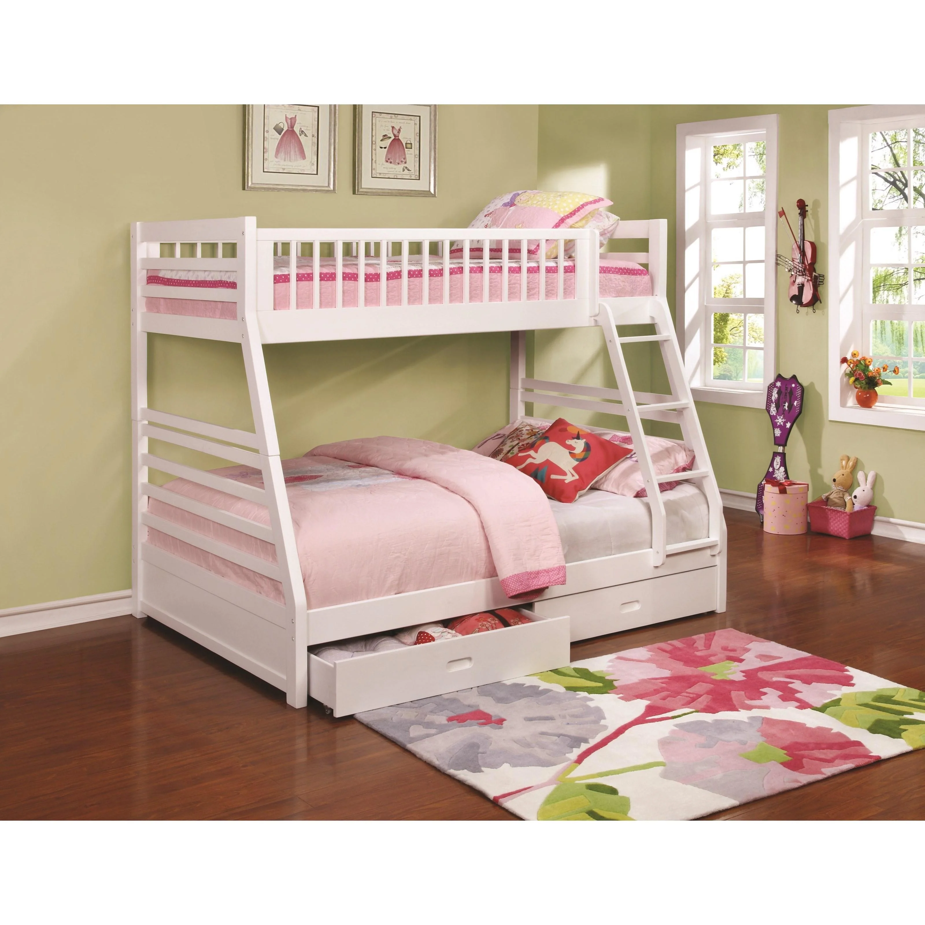Coaster Furniture Ashton 460180 2-Drawer Wood Twin Over Full Bunk Bed - White - Image 1