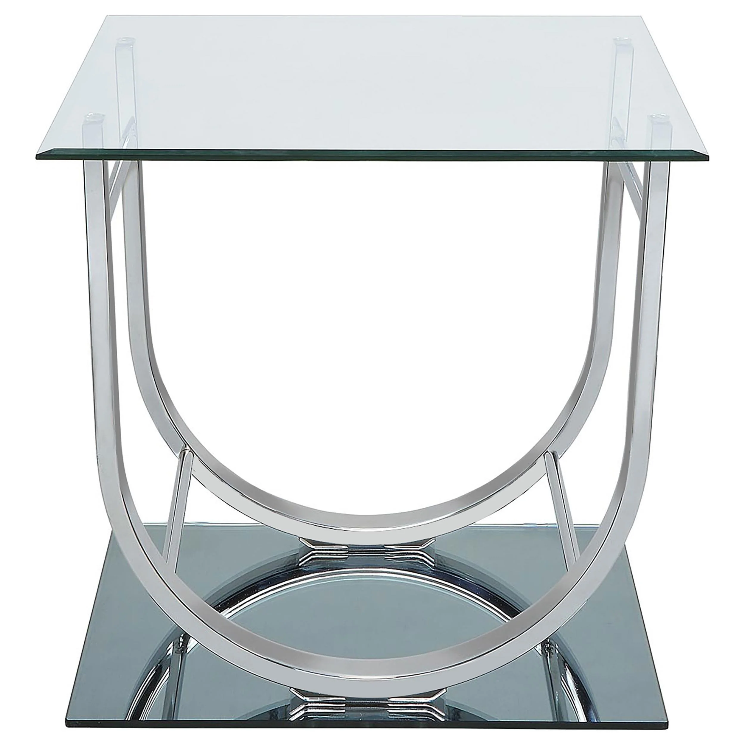 Coaster Furniture Danville 704987 Square U-Shaped Glass Top Side End Table - Chrome - Image 2