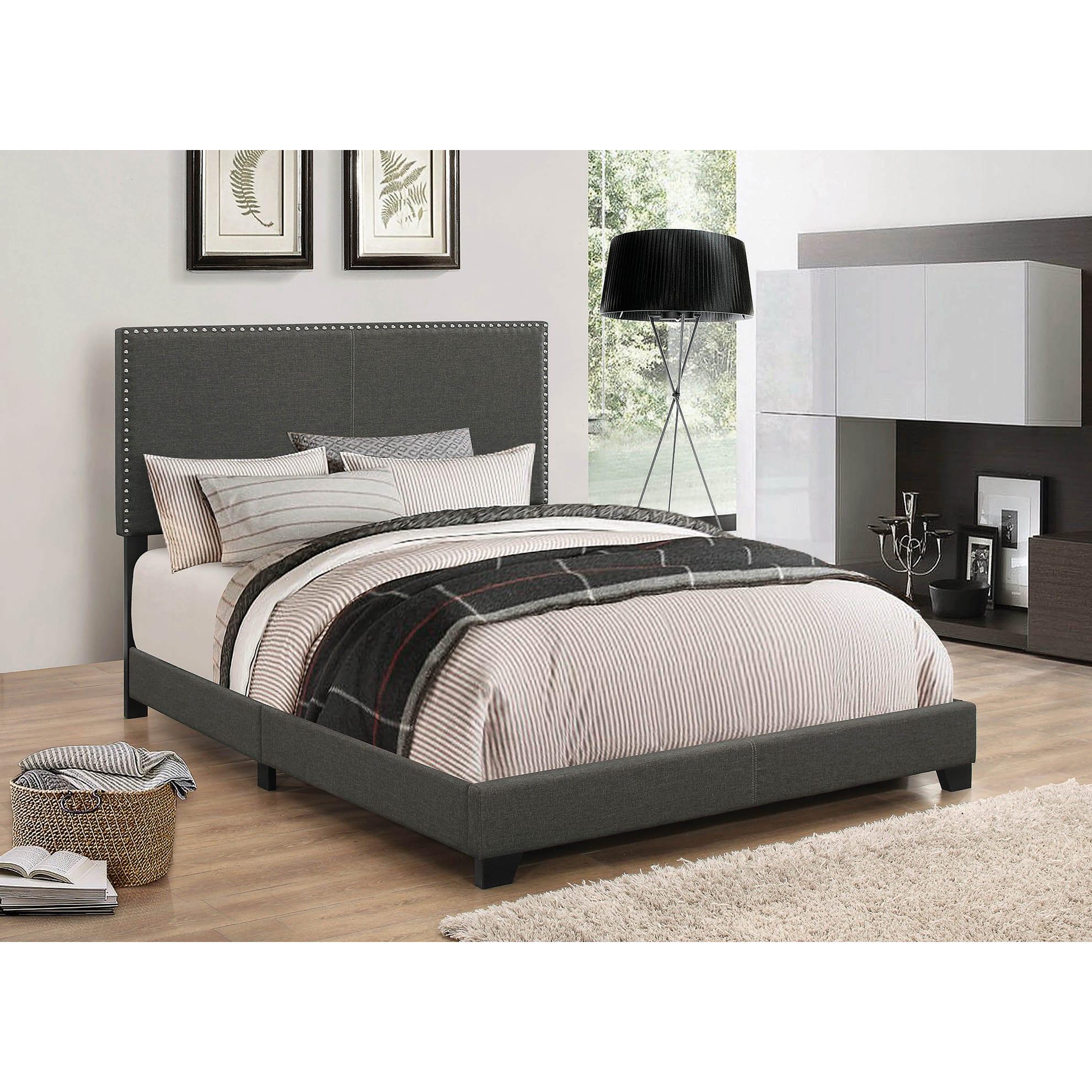 Coaster Furniture Boyd 350061KE Upholstered Eastern King Panel Bed - Charcoal - Image 1