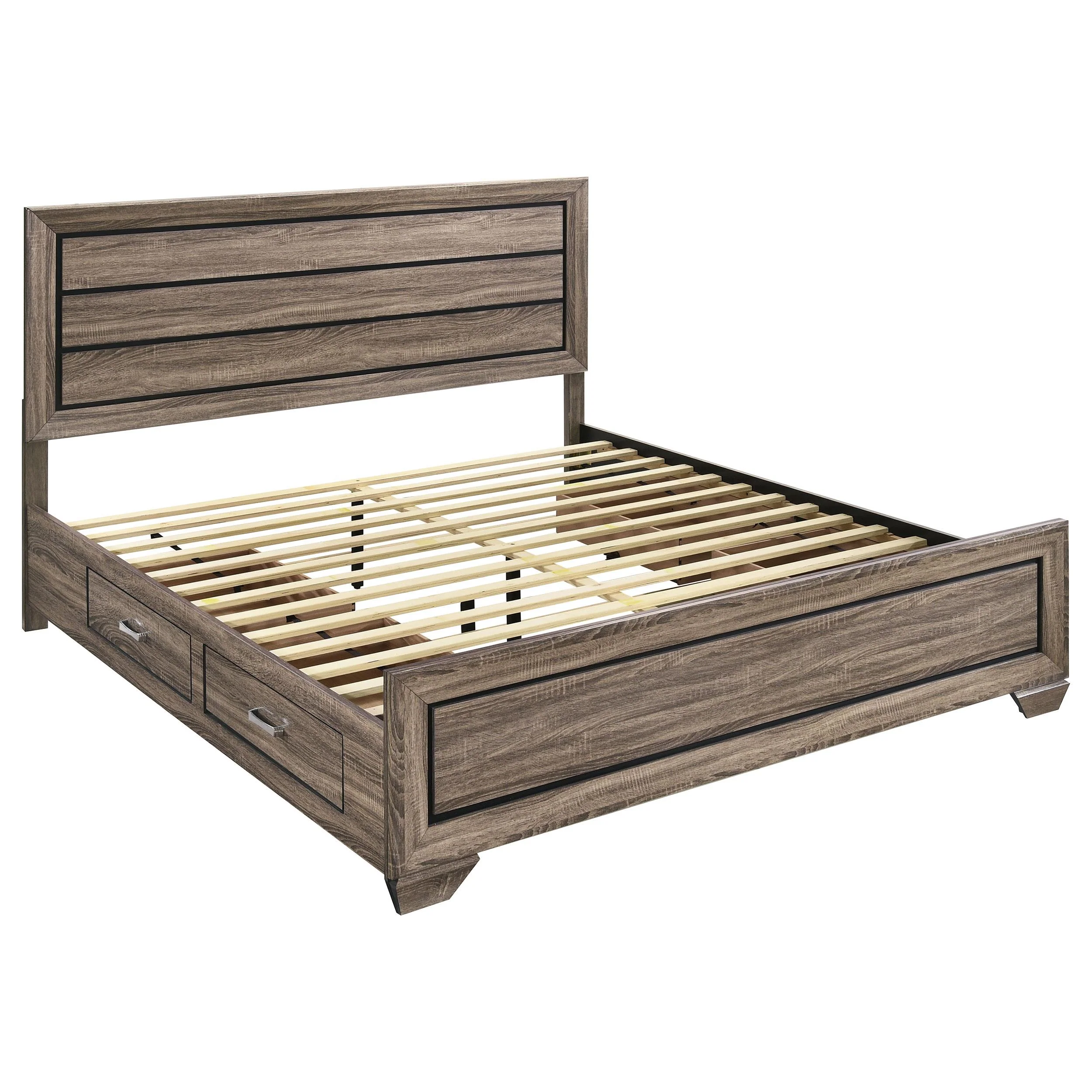 Coaster Furniture Kauffman 204190KE Wood Eastern King Storage Panel Bed - Washed Taupe - Image 1