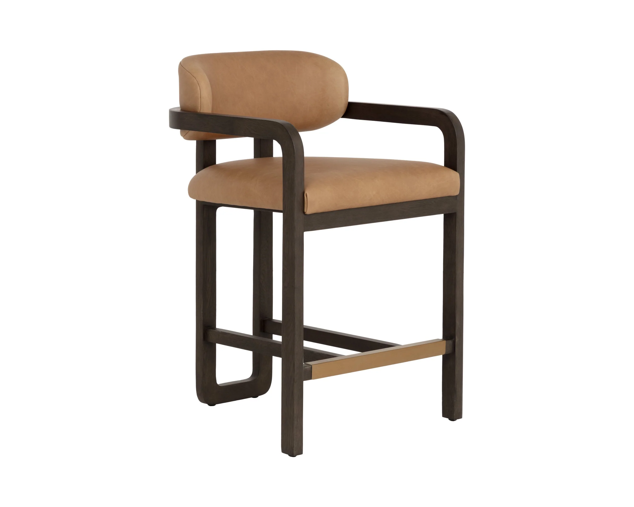 Madrone Counter Stool – Brown – Ludlow Sesame Leather