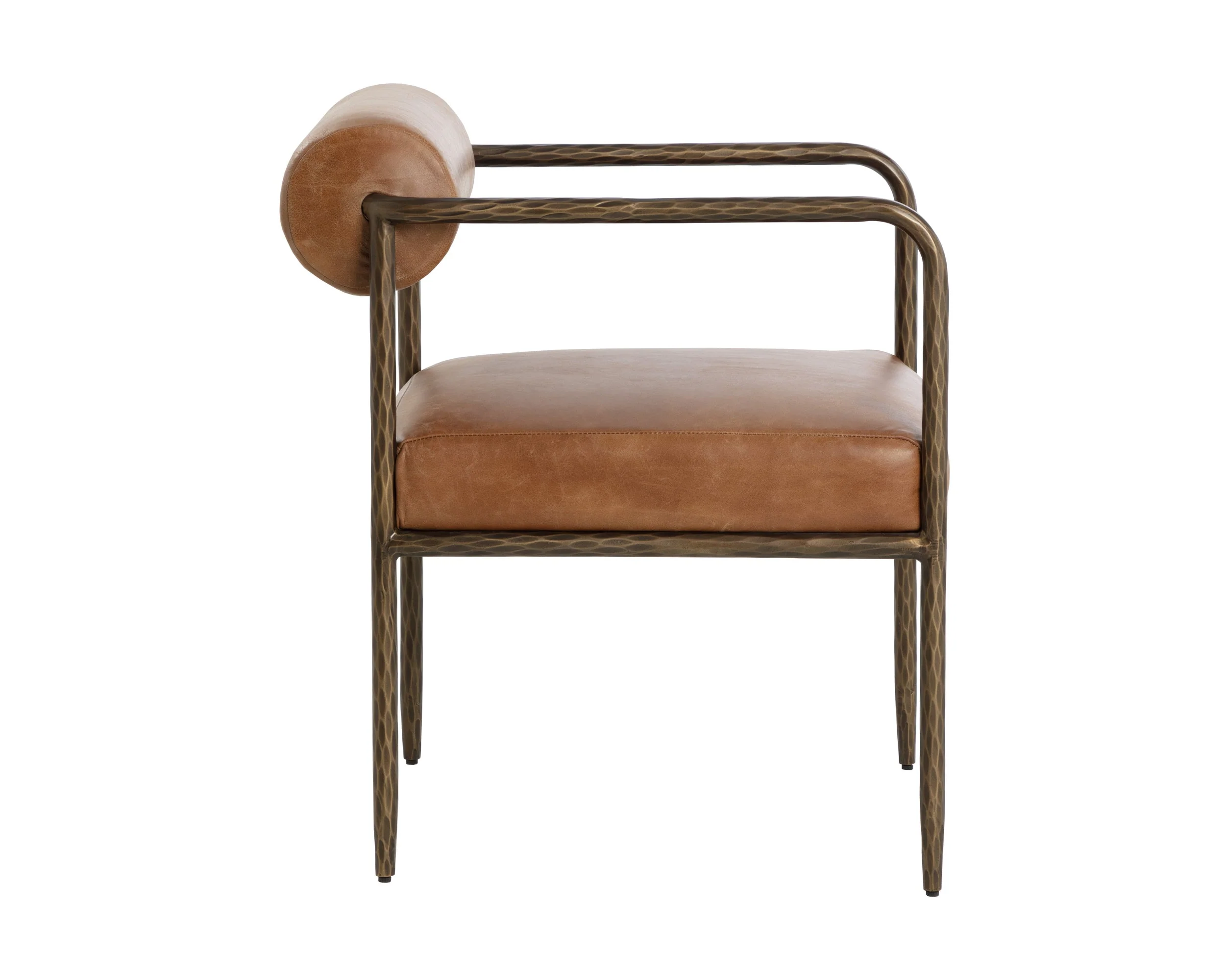 Ajani Dining Armchair - Tan Leather - Image 3