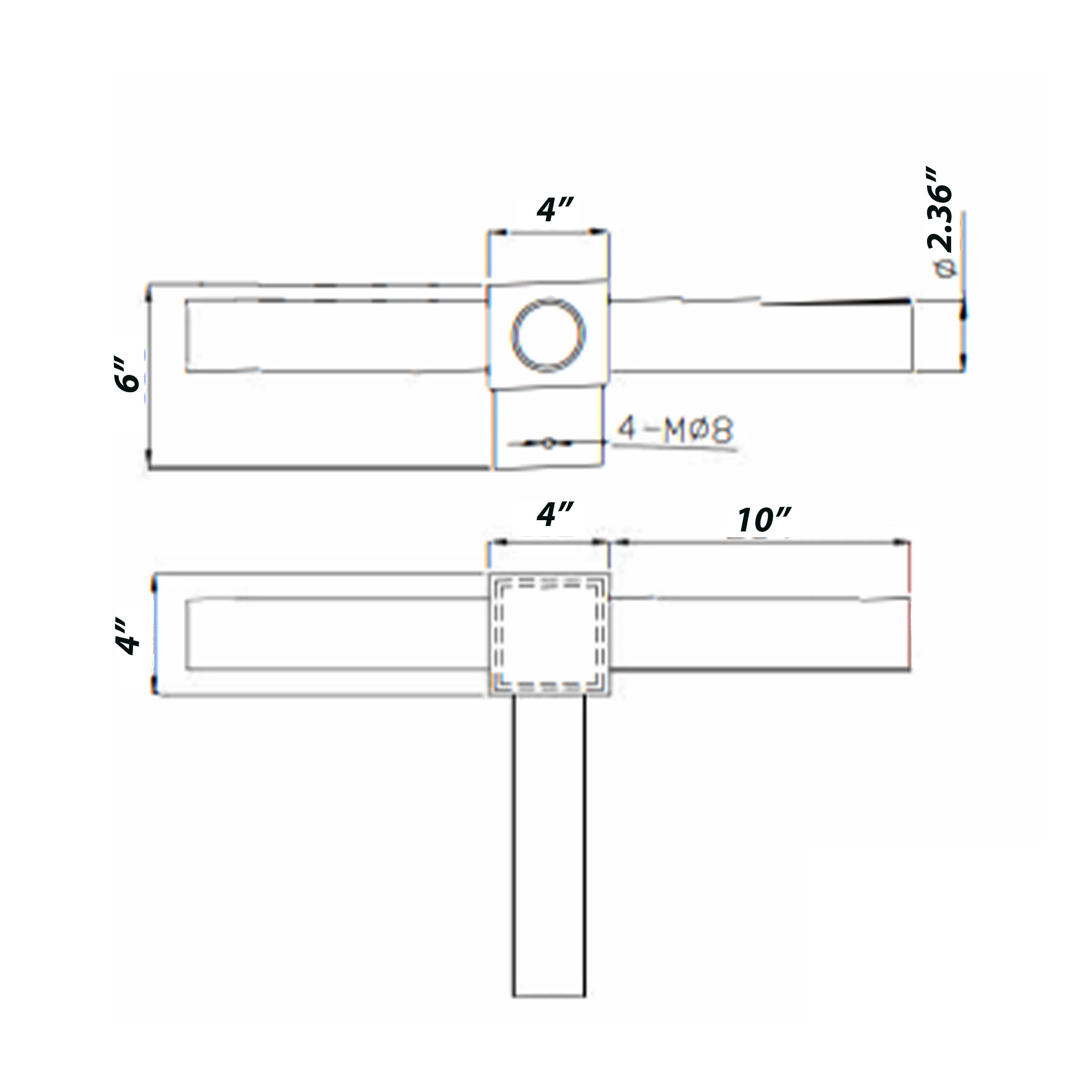 Triple Spoke Arm Bracket Square Base at 90 Degree - Image 3