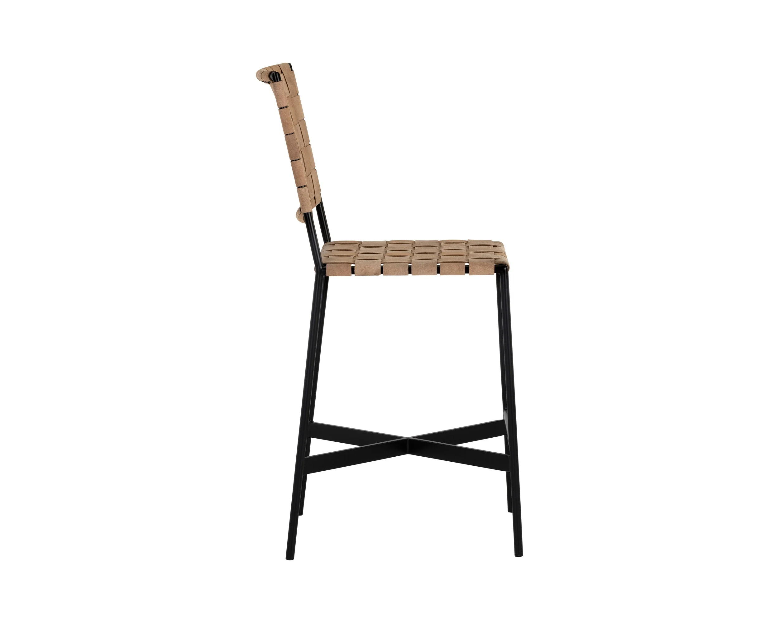Omari Counter Stool - Suede Light Tan Leather - Image 2