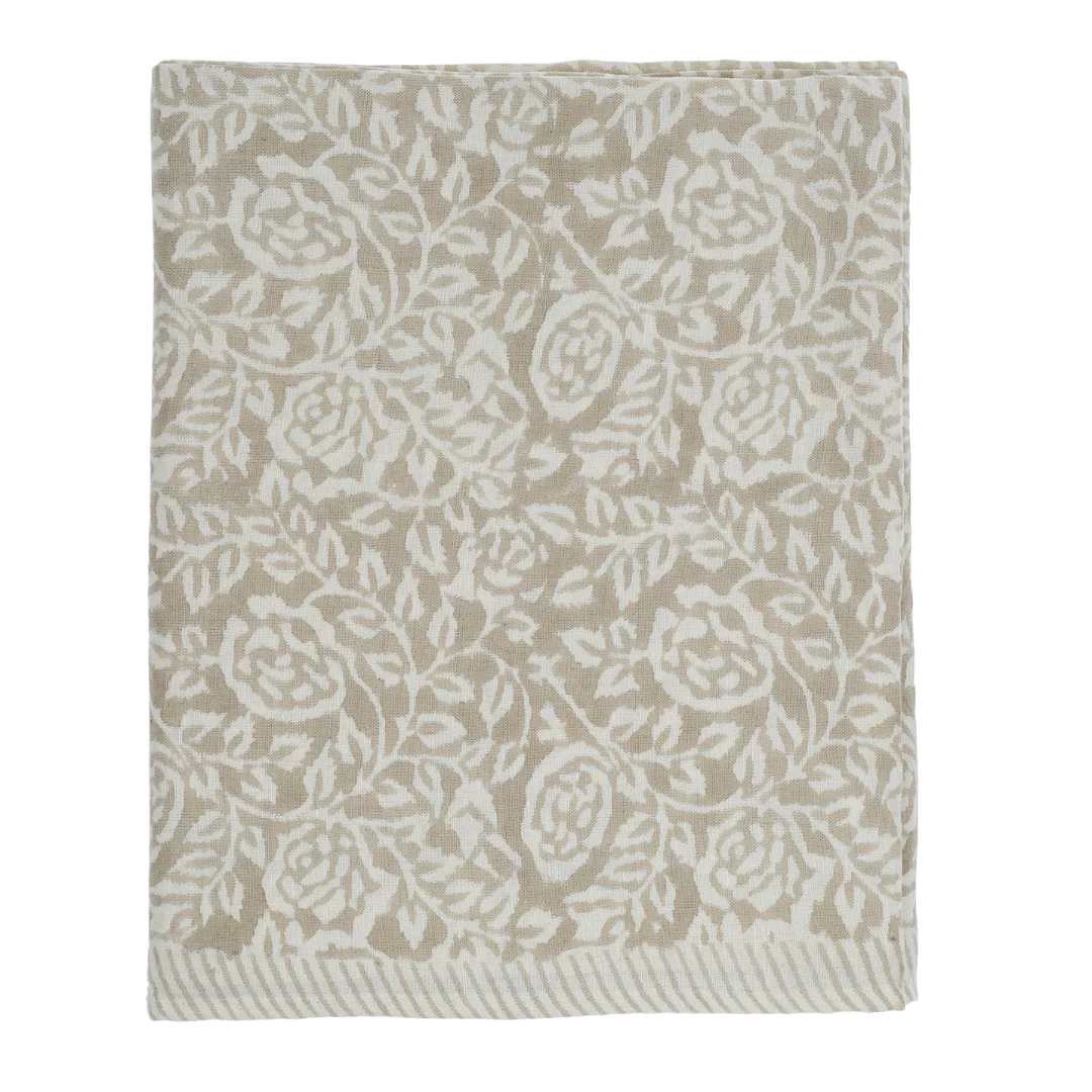 Wild Rose Block Print Tablecloth - Image 1