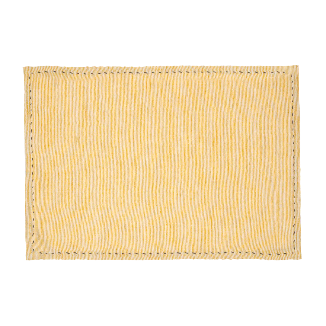 Linen Pinstripe Placemats S/4 Yellow - Image 2