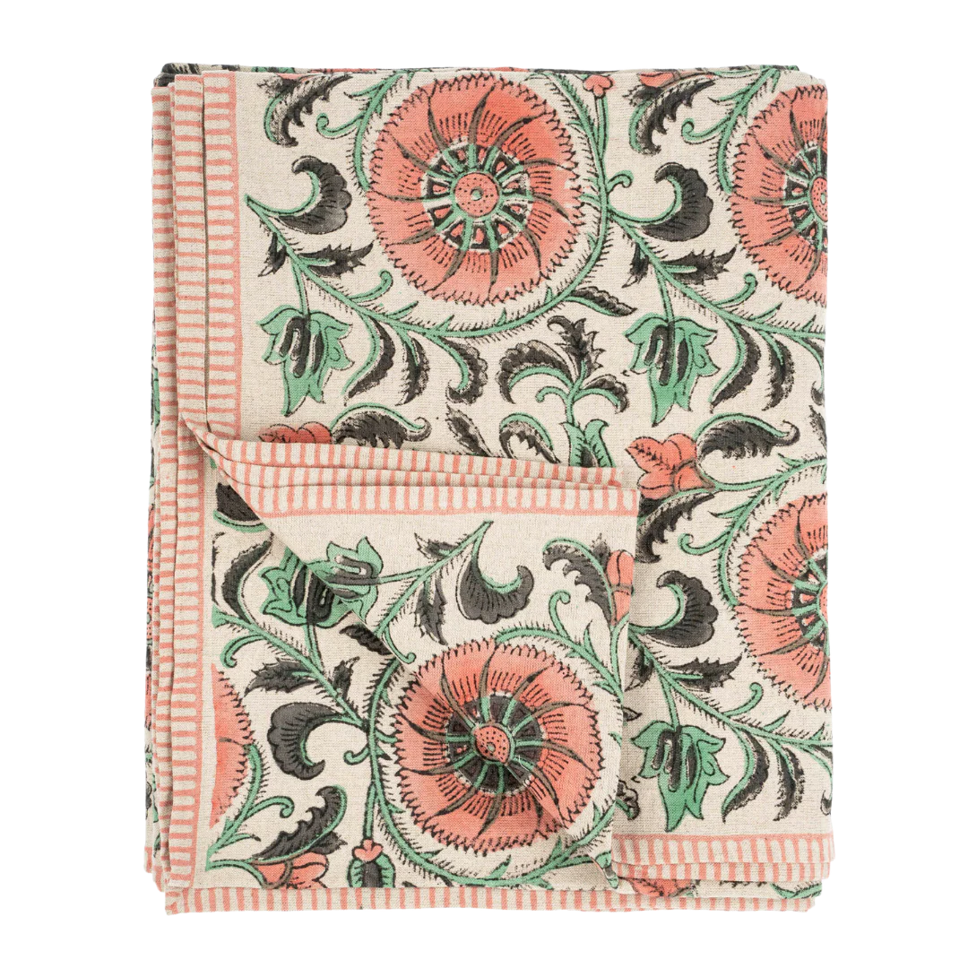 Botanique Block Print Tablecloth Pink - Image 2