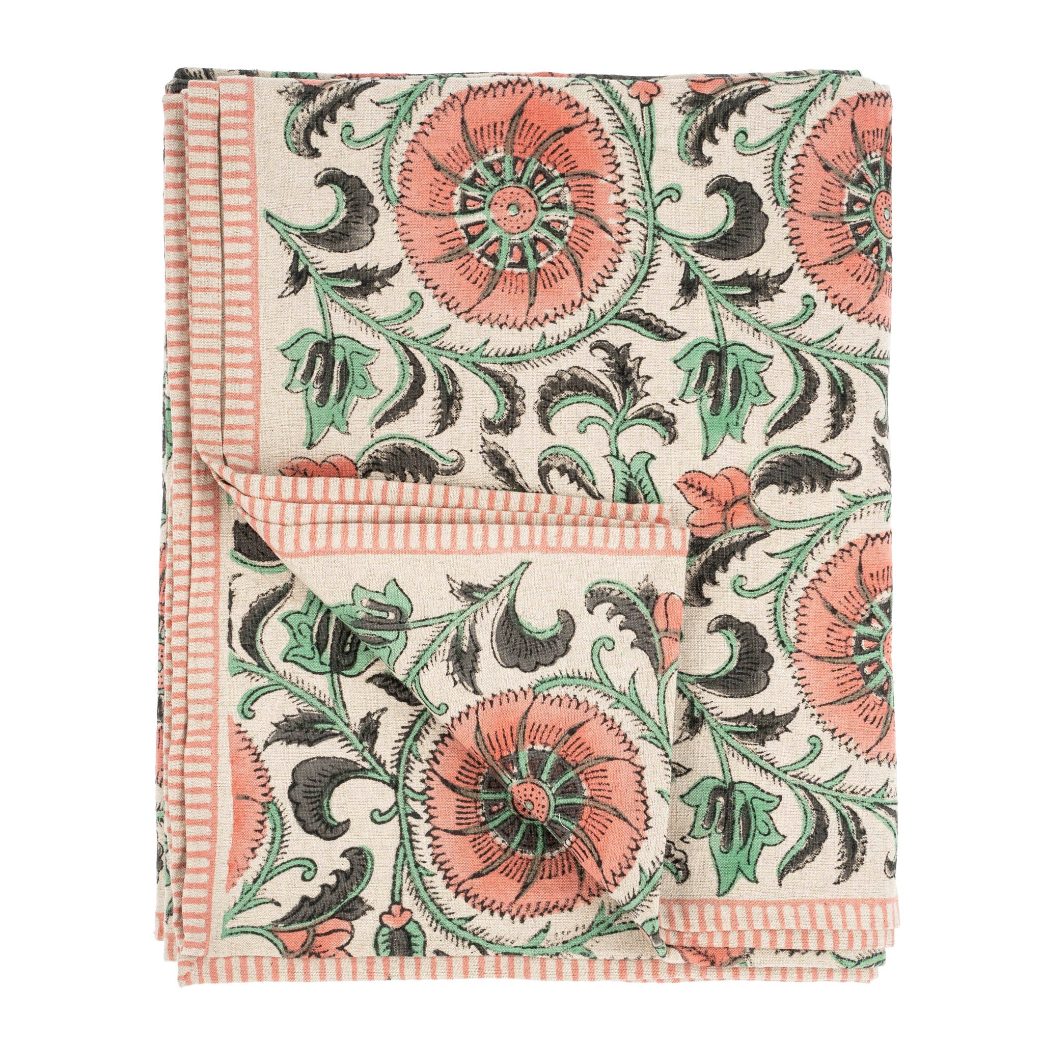 Botanique Block Print Tablecloth Pink - Image 1