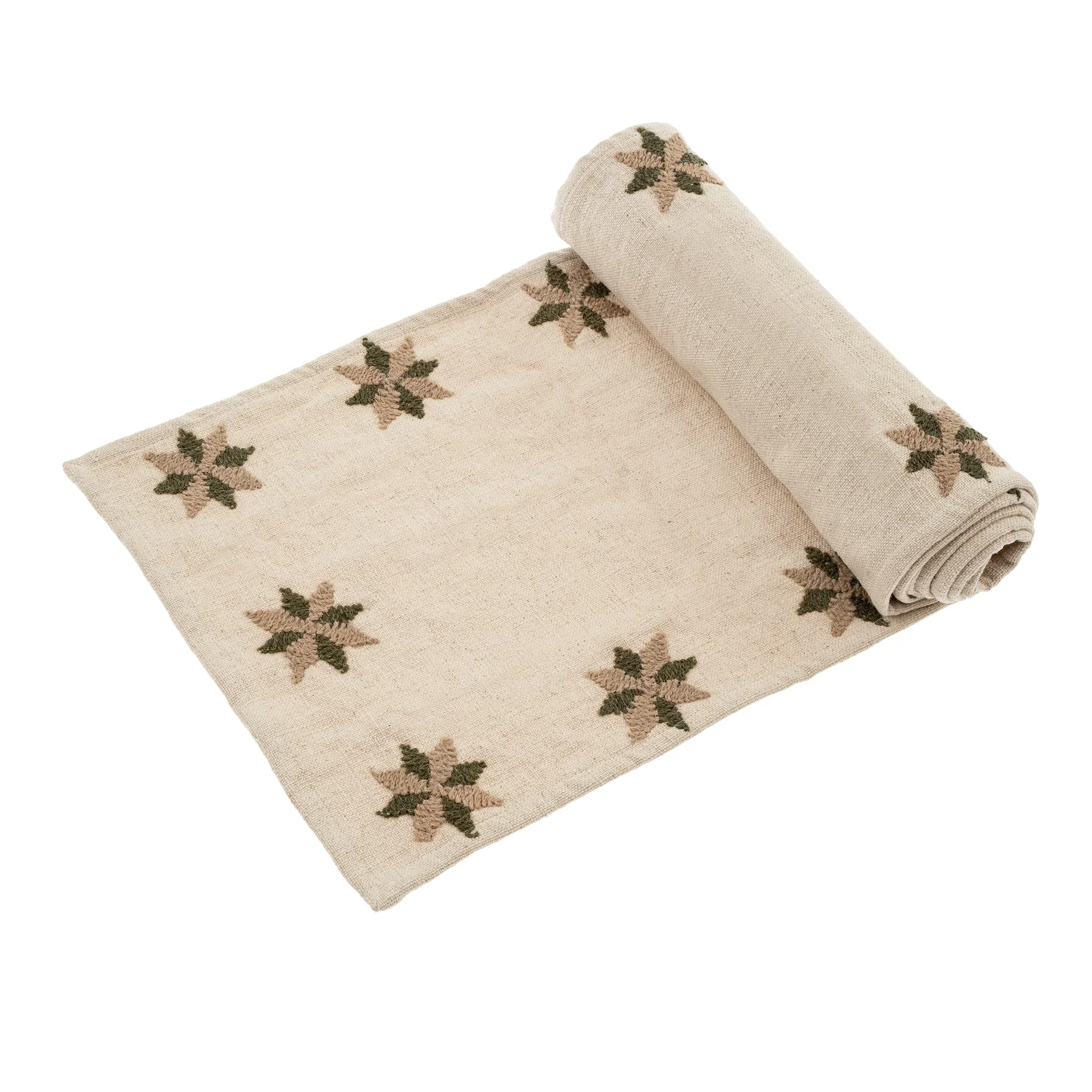 Embroidered Star Table Runner Green - Image 1
