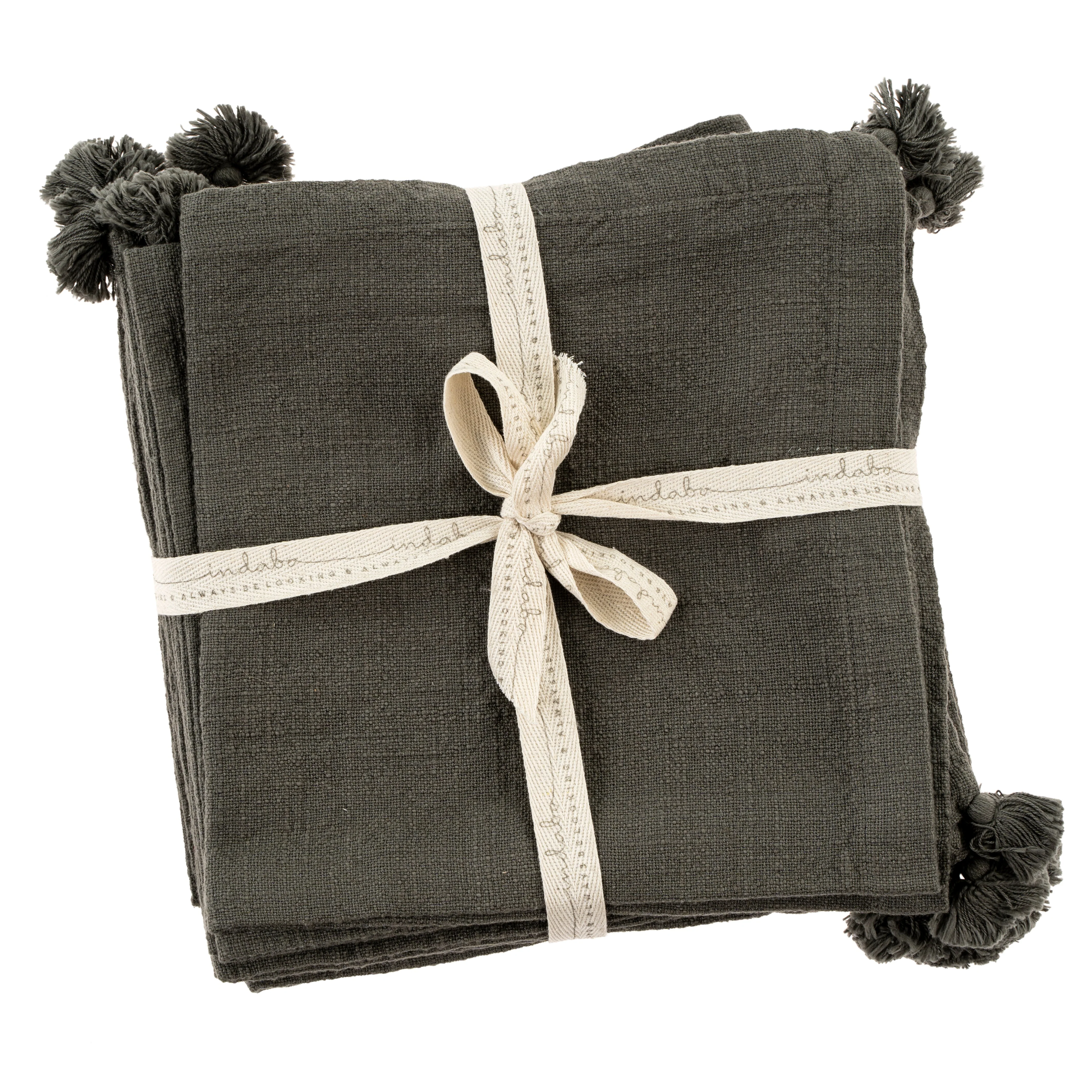 Tassel Napkin, Gunmetal - Image 2