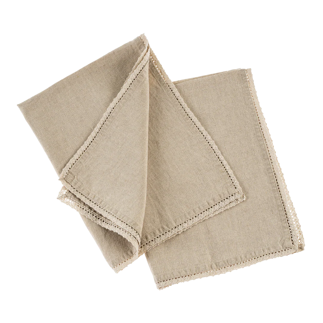 Eliza Lace Linen Tea Towels S/2 - Image 3