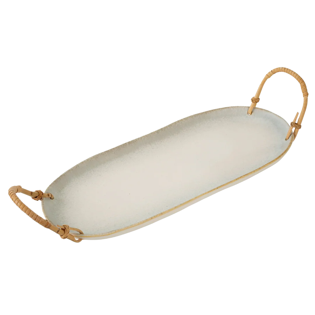 Rattan Wrapped Ceramic Platter L - Image 2