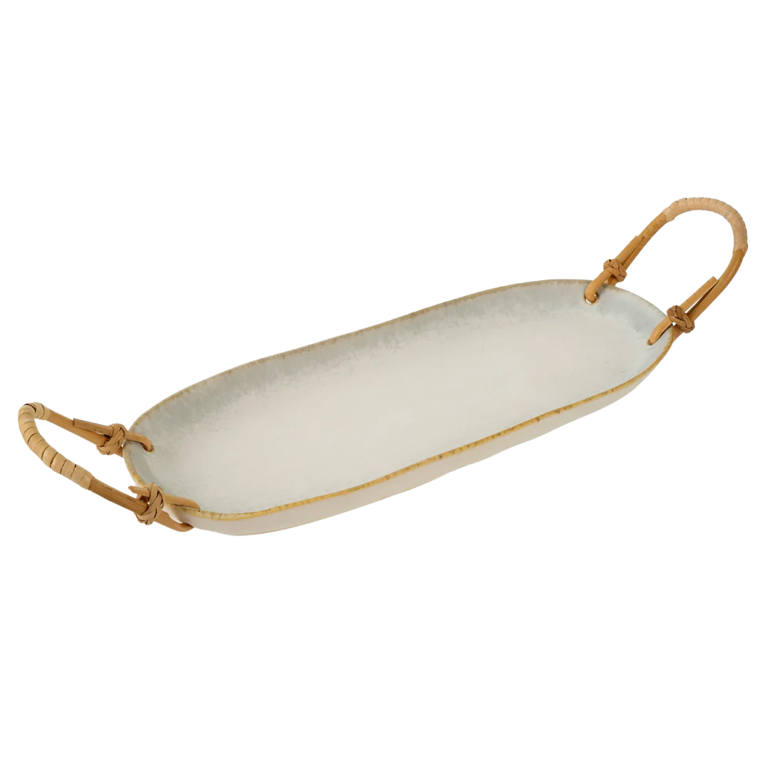 Rattan Wrapped Ceramic Platter S - Image 2