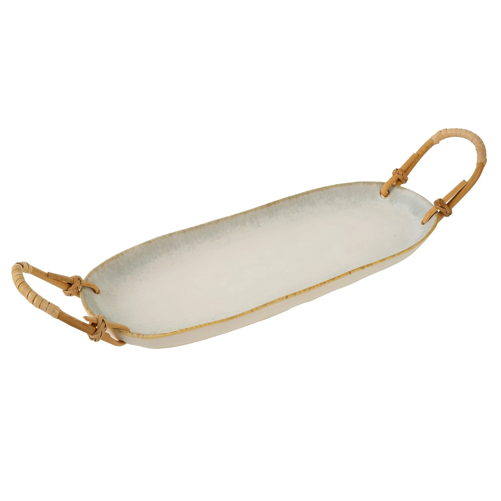 Rattan Wrapped Ceramic Platter S - Image 1