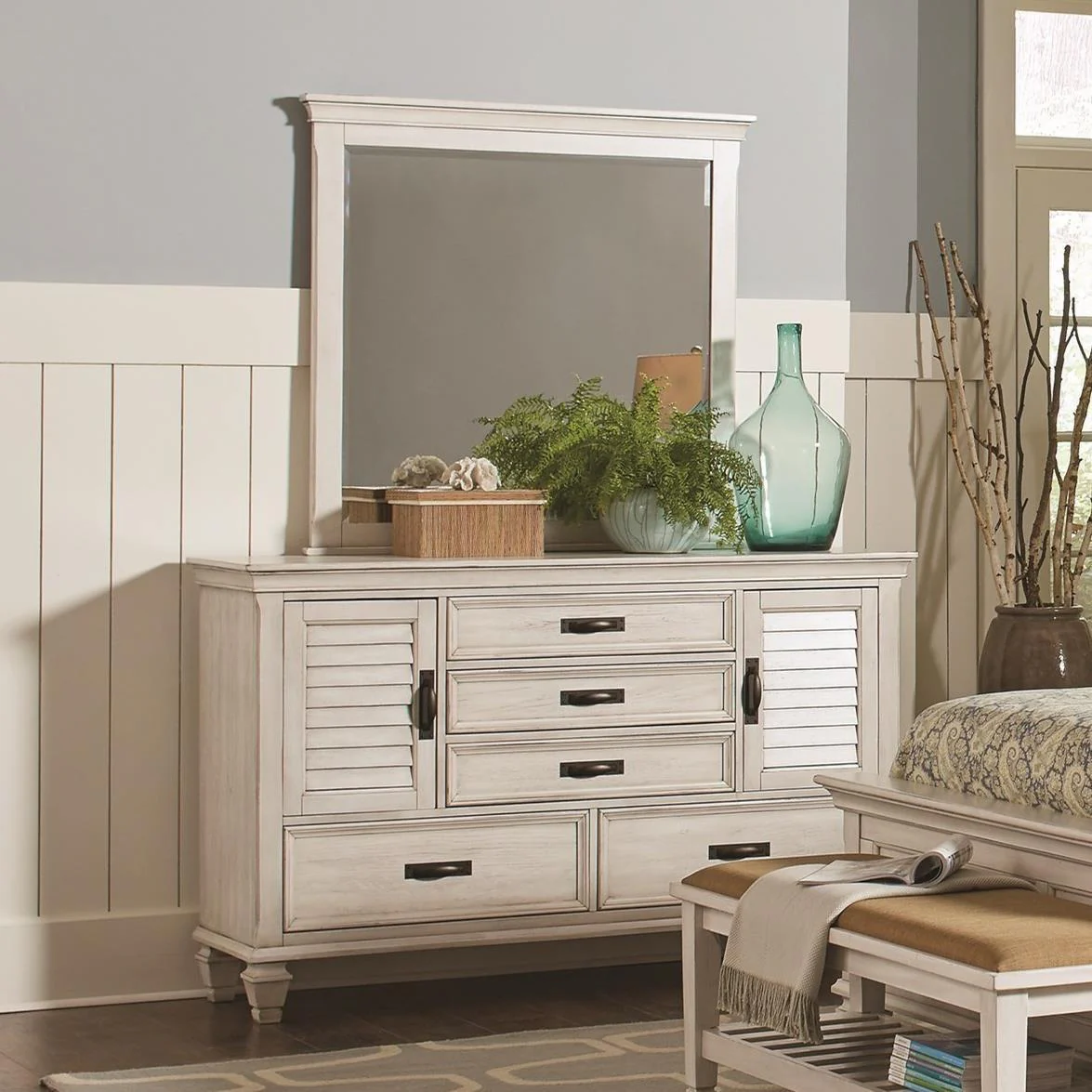 Coaster Furniture Franco 205333 5-Drawer Dresser - Distressed White - Image 2