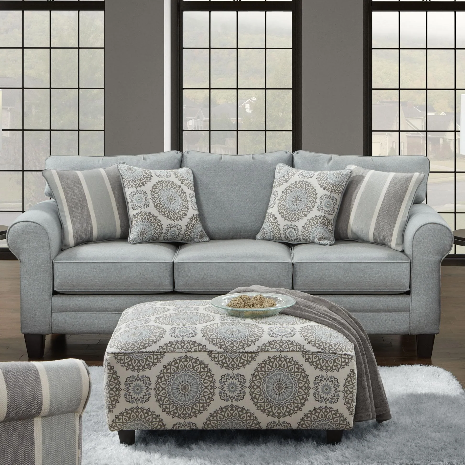 Fusion Furniture Stationary Fabric Sofa 1140GRANDE MIST - Image 2