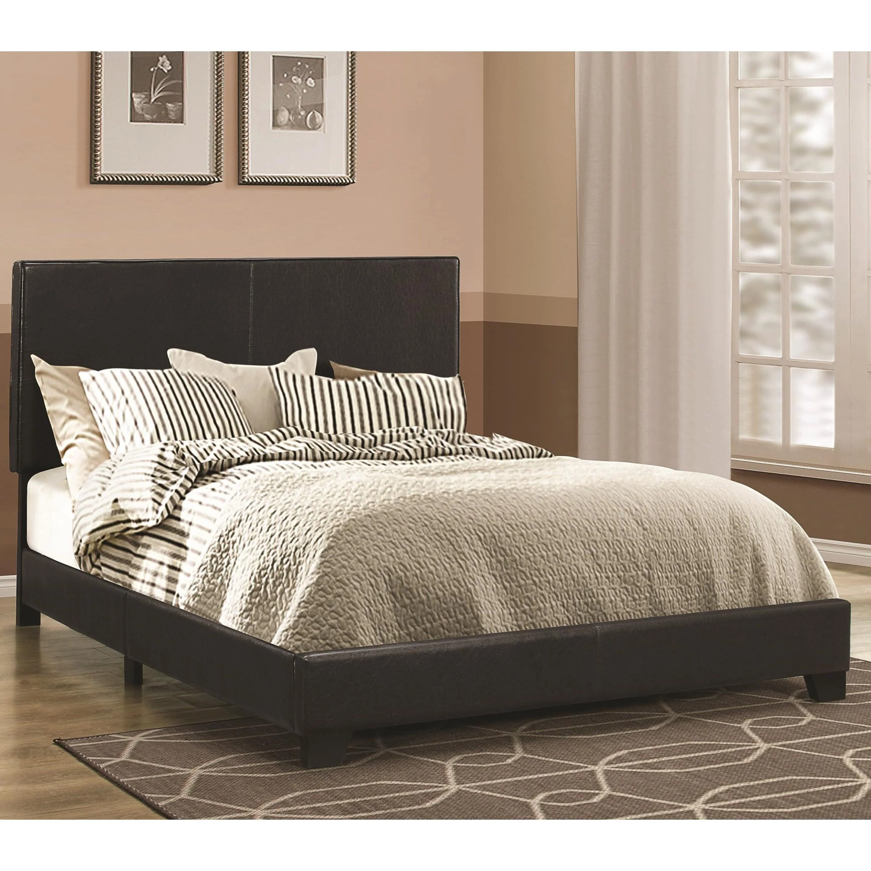 Coaster Furniture Dorian 300761KW Faux Leather Upholstered California King Bed - Black - Image 1