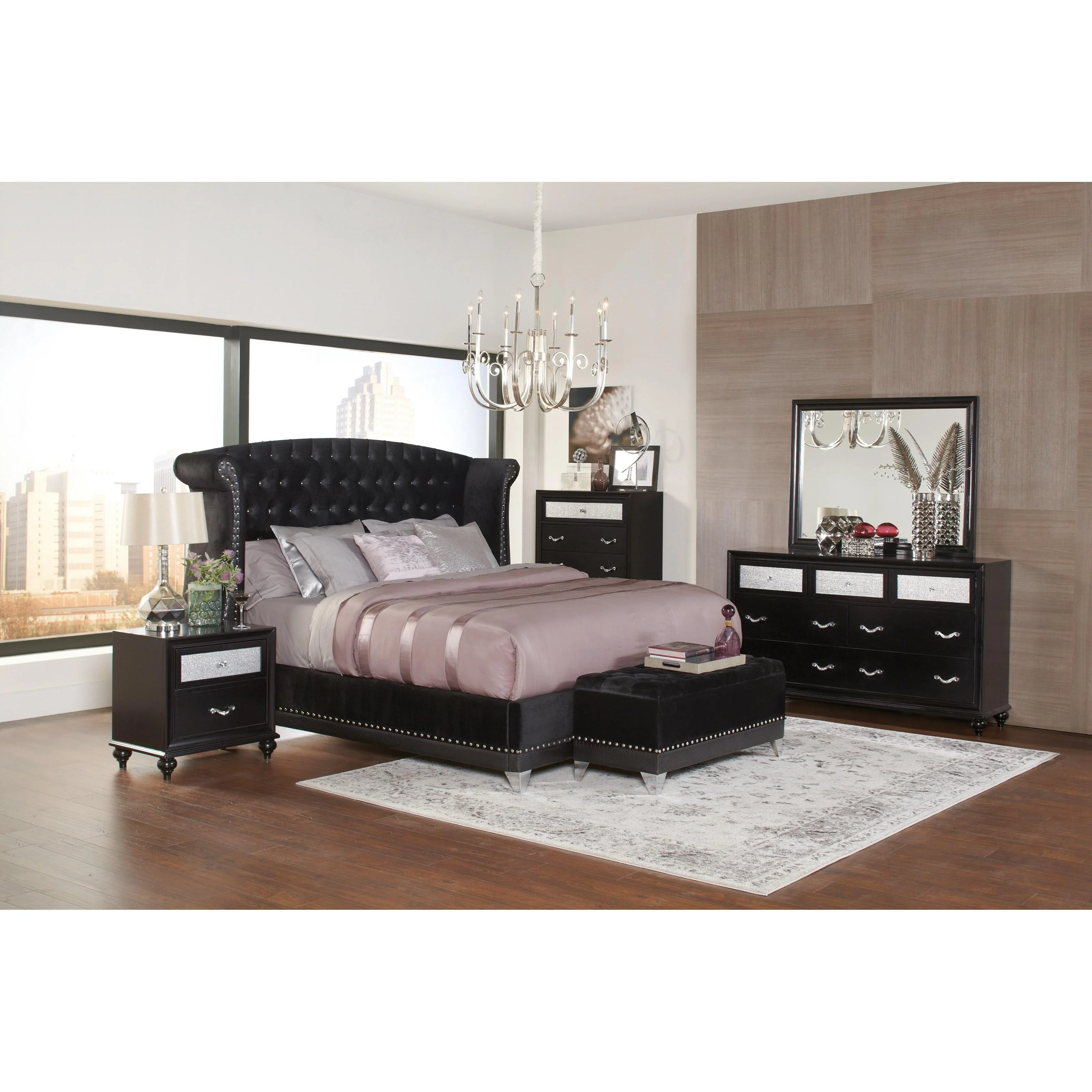 Coaster Furniture Barzini 300644 Velvet Upholstered Tufted Storage Bench - Black - Image 3