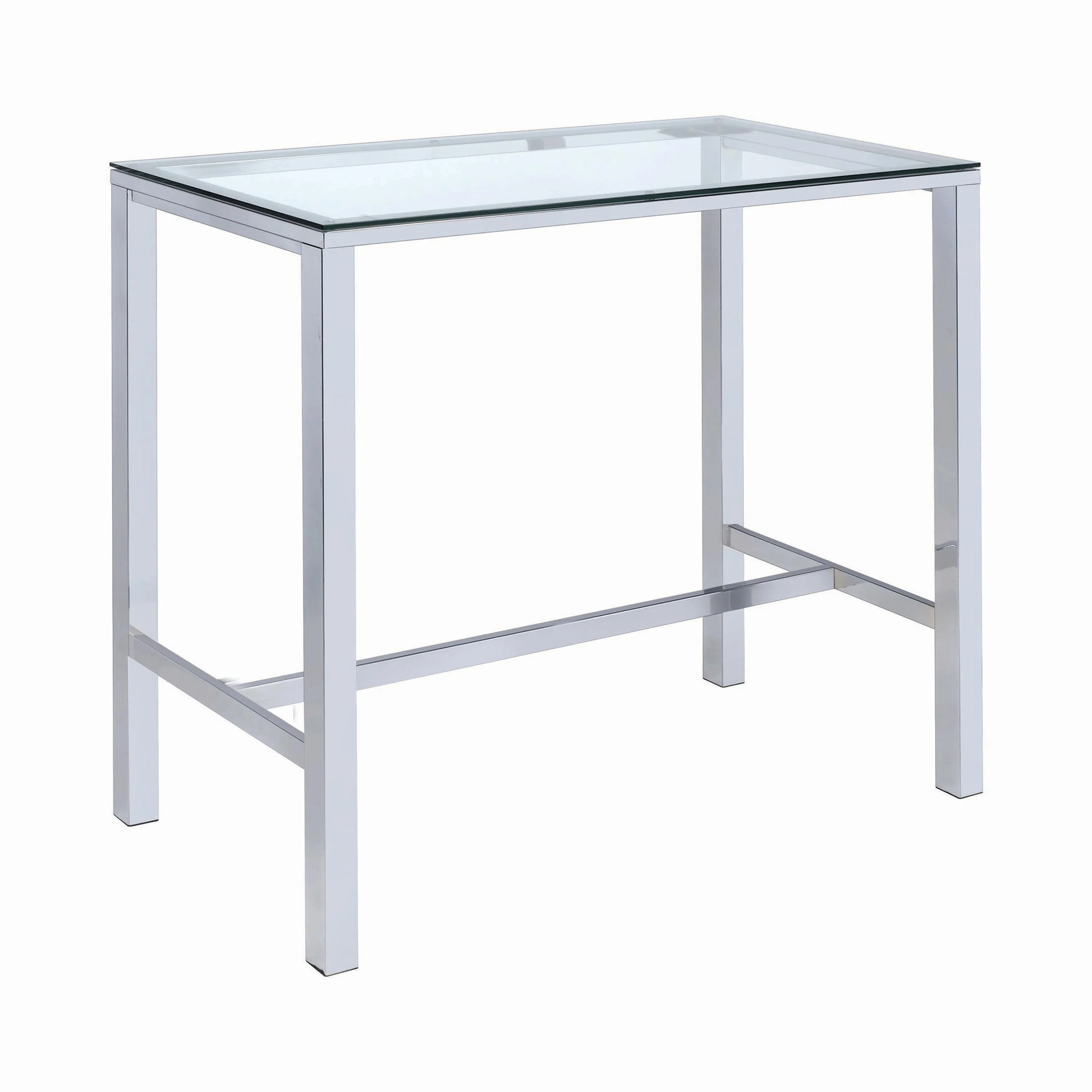 Coaster Furniture Tolbert 104873 Rectangular 47-inch Glass Top Pub Bar Table - Chrome - Image 1