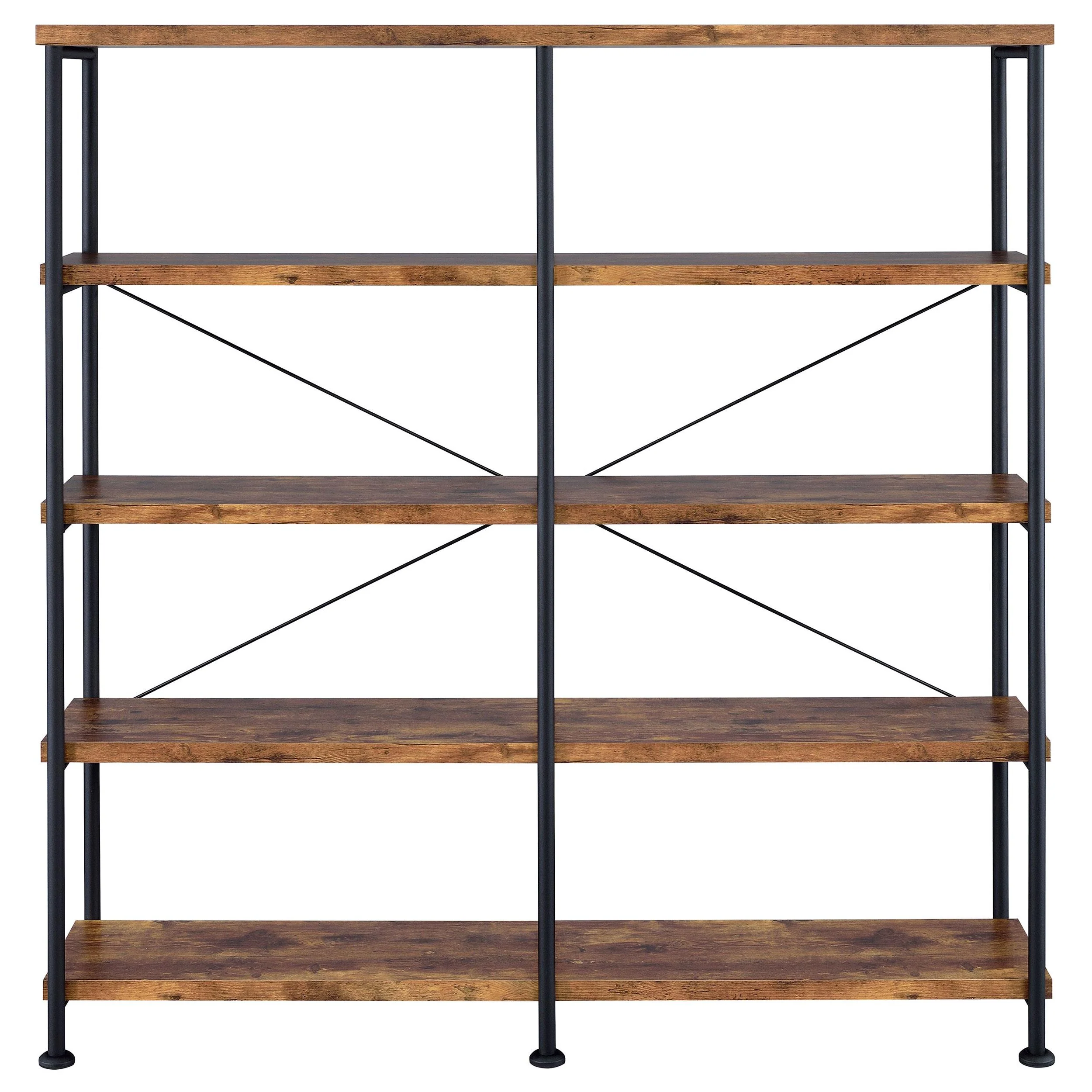 Coaster Furniture Analiese 801543 63-inch 4-shelf Double Bookshelf - Rustic Nutmeg - Image 2