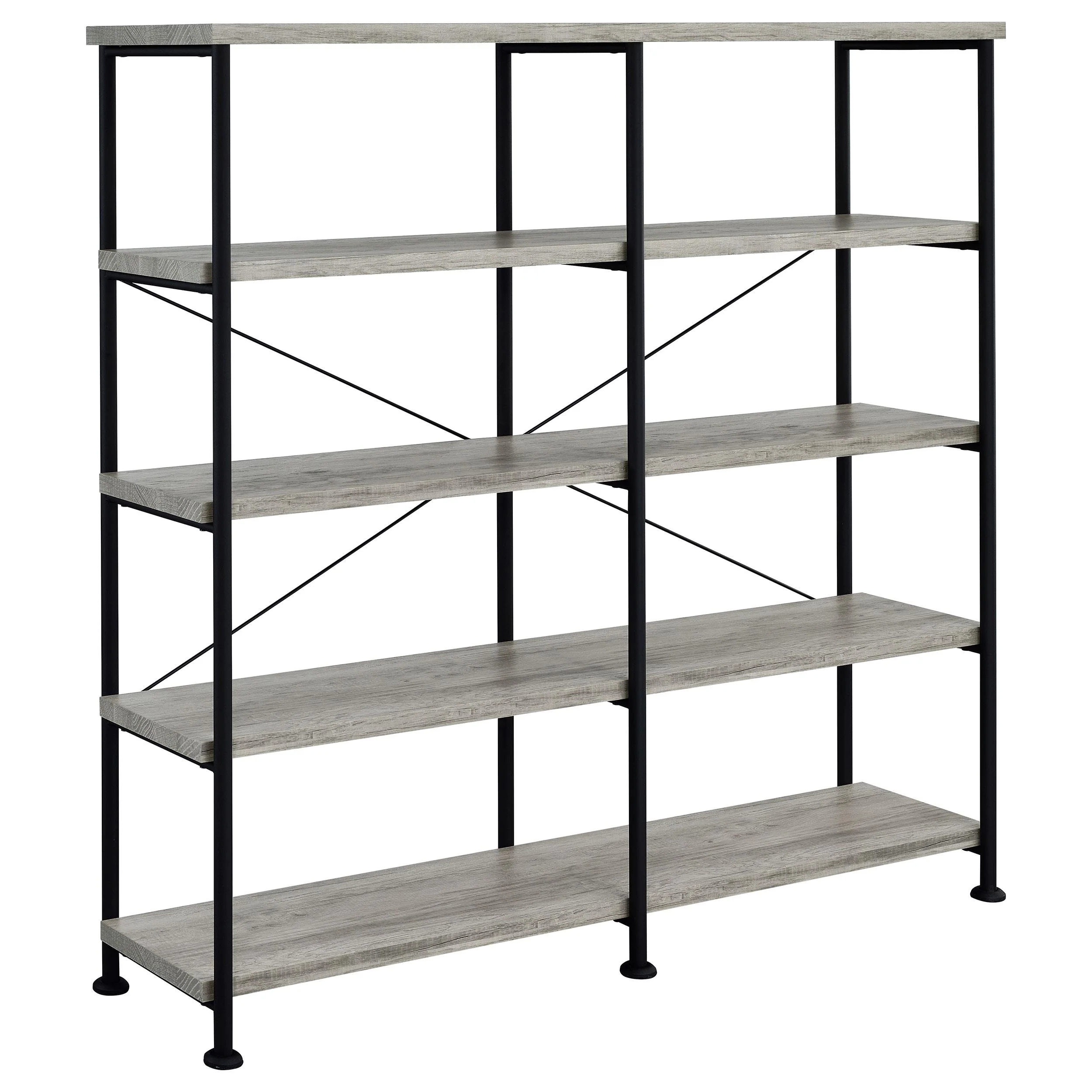 Coaster Furniture Analiese 801544 63-inch 4-shelf Double Bookshelf – Grey Driftwood